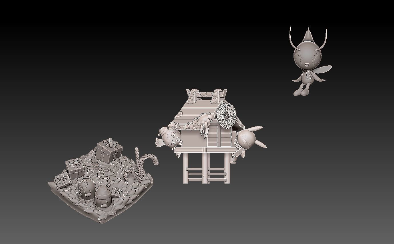 Pokemon  christmas diorama with cuts 3D print model_4