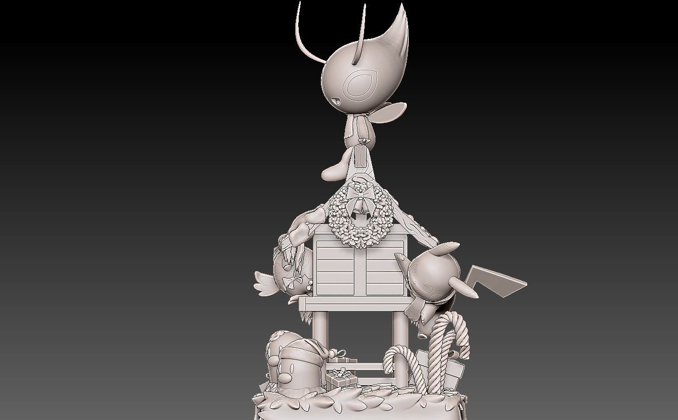 Pokemon  christmas diorama with cuts 3D print model_6
