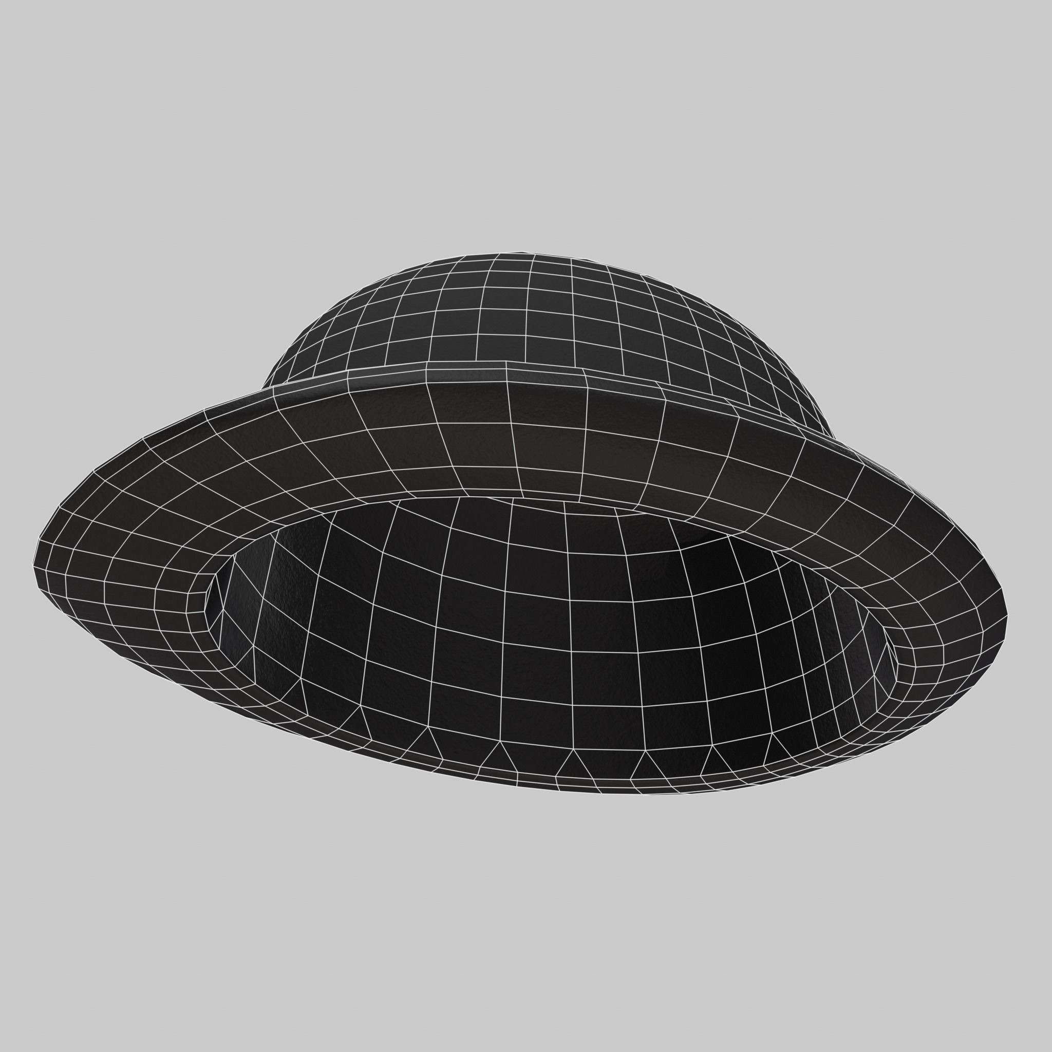 English Bowler Hat Classic Black Low-poly 3D model_11