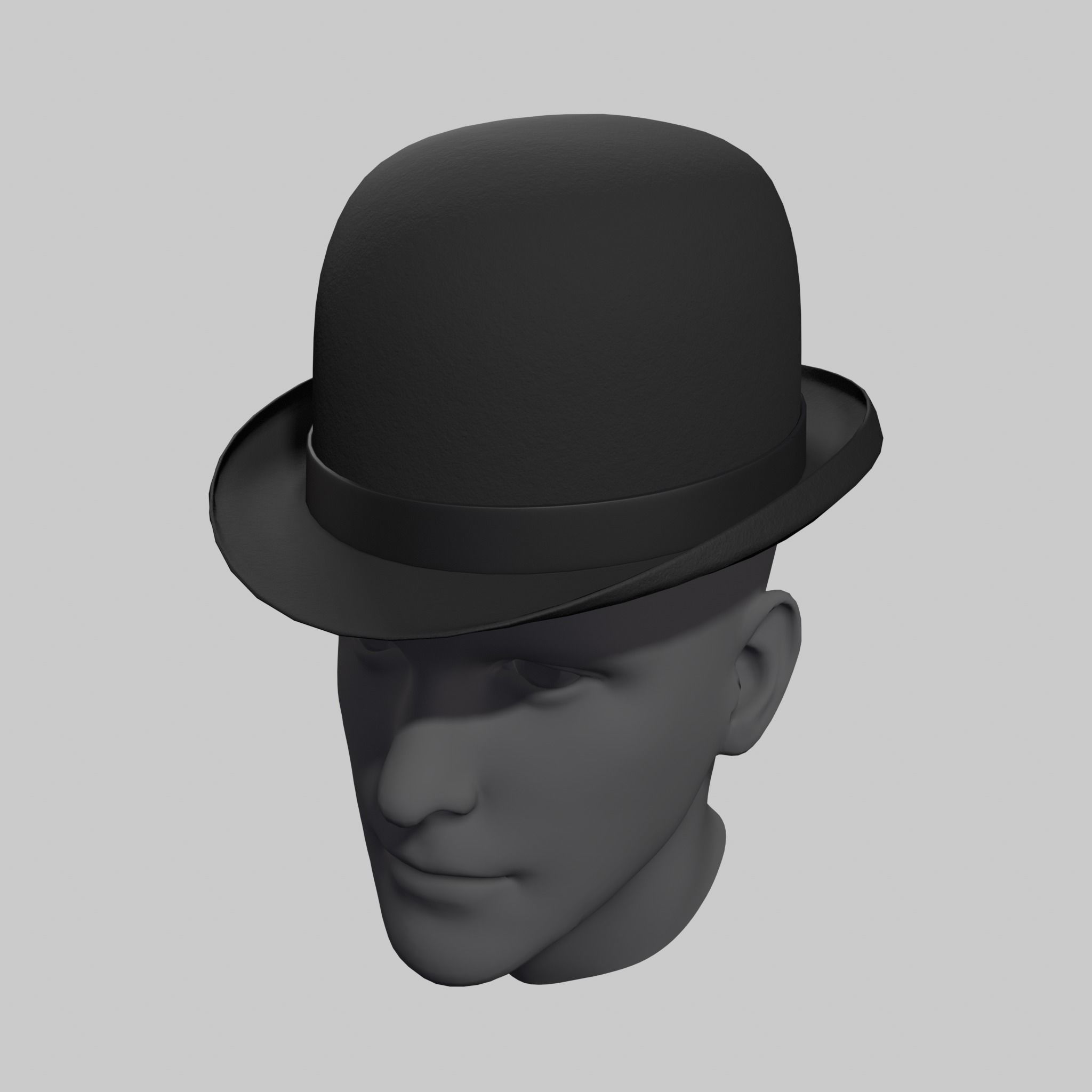 English Bowler Hat Classic Black Low-poly 3D model_2