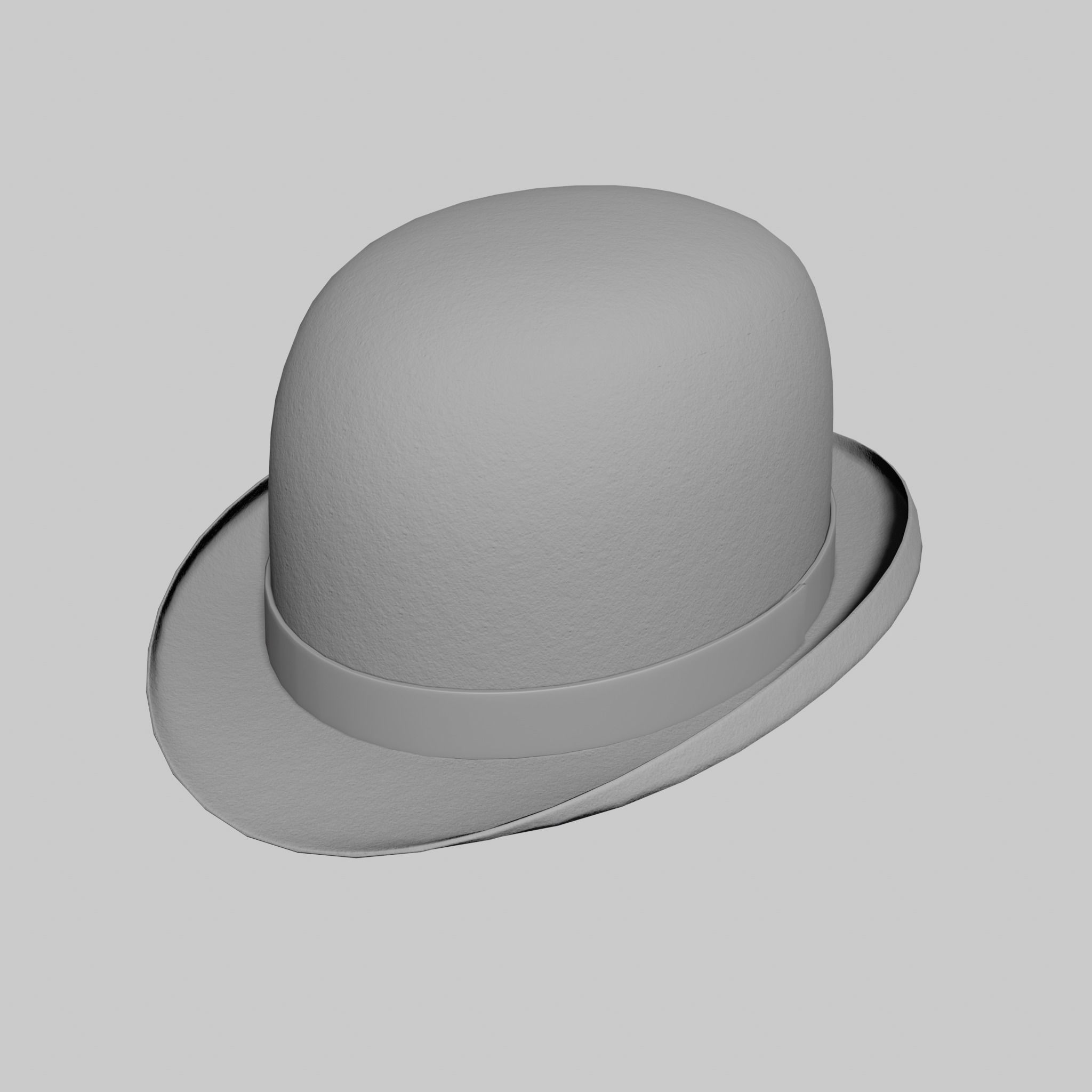 English Bowler Hat Classic Black Low-poly 3D model_12