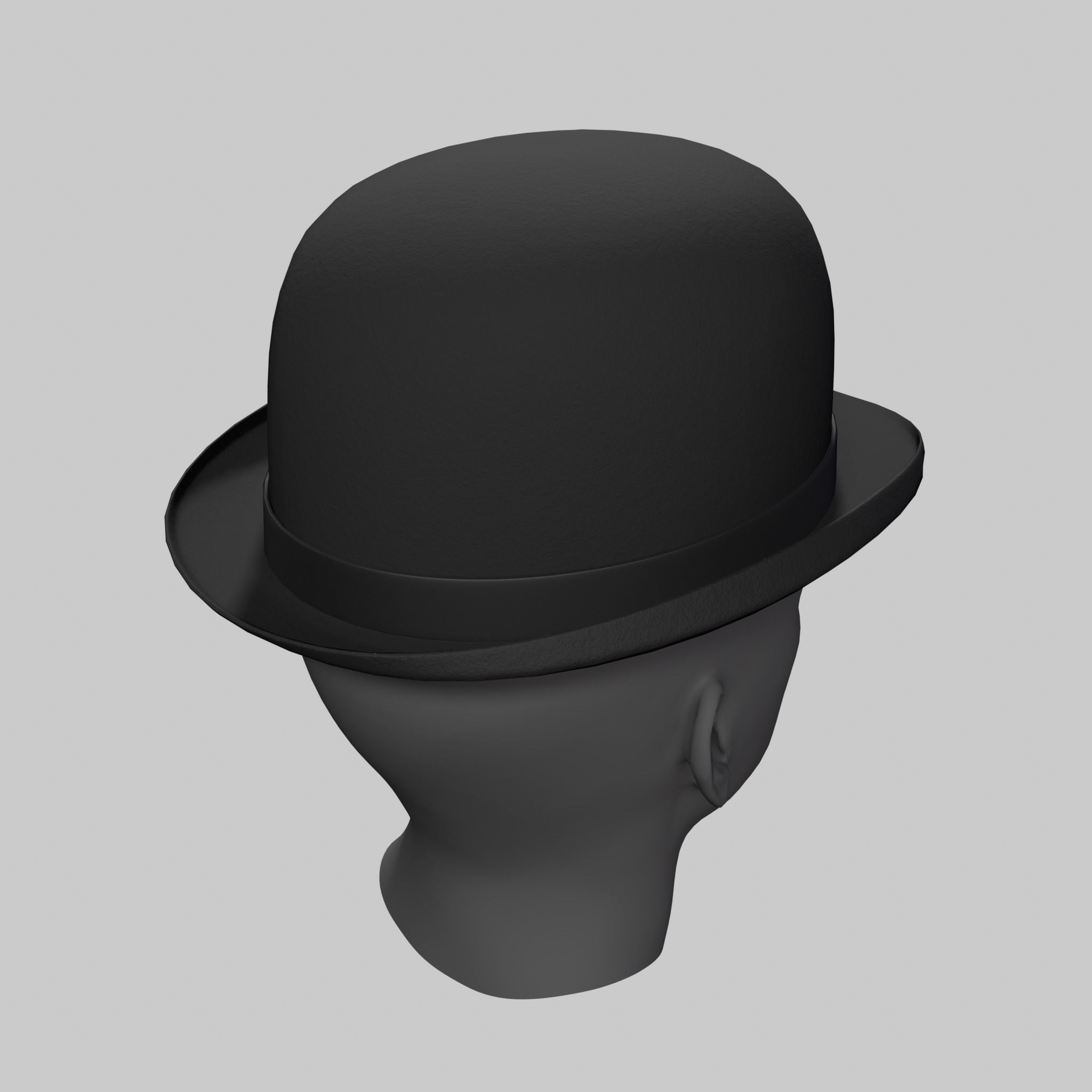 English Bowler Hat Classic Black Low-poly 3D model_3