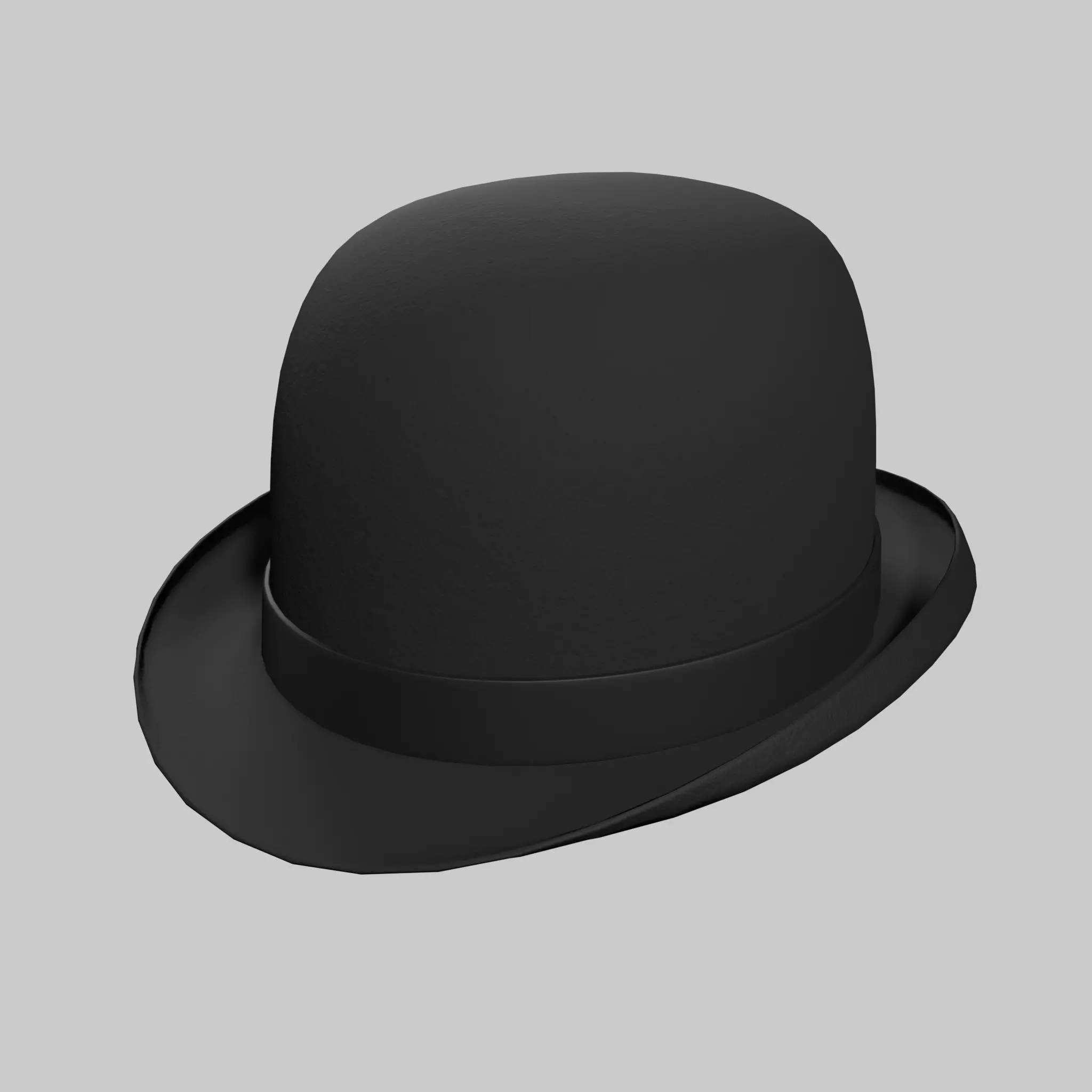 English Bowler Hat Classic Black Low-poly 3D model_0