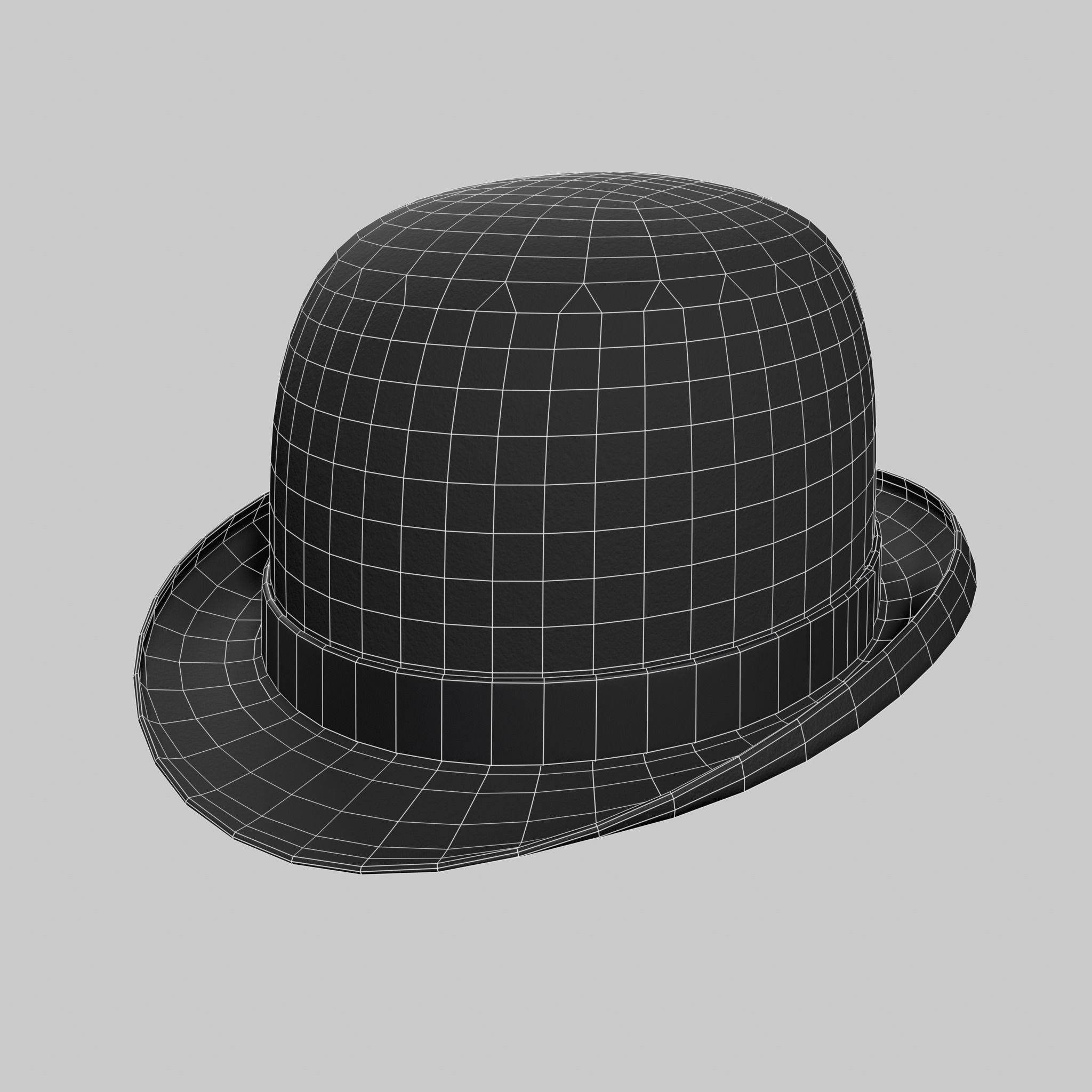 English Bowler Hat Classic Black Low-poly 3D model_5