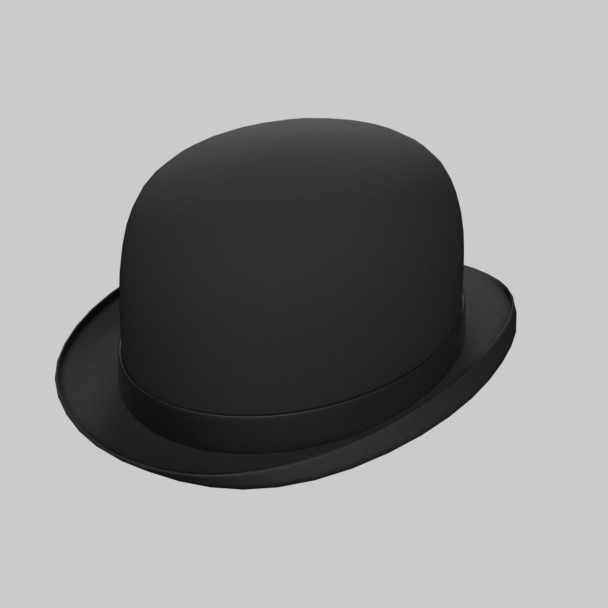 English Bowler Hat Classic Black Low-poly 3D model_6