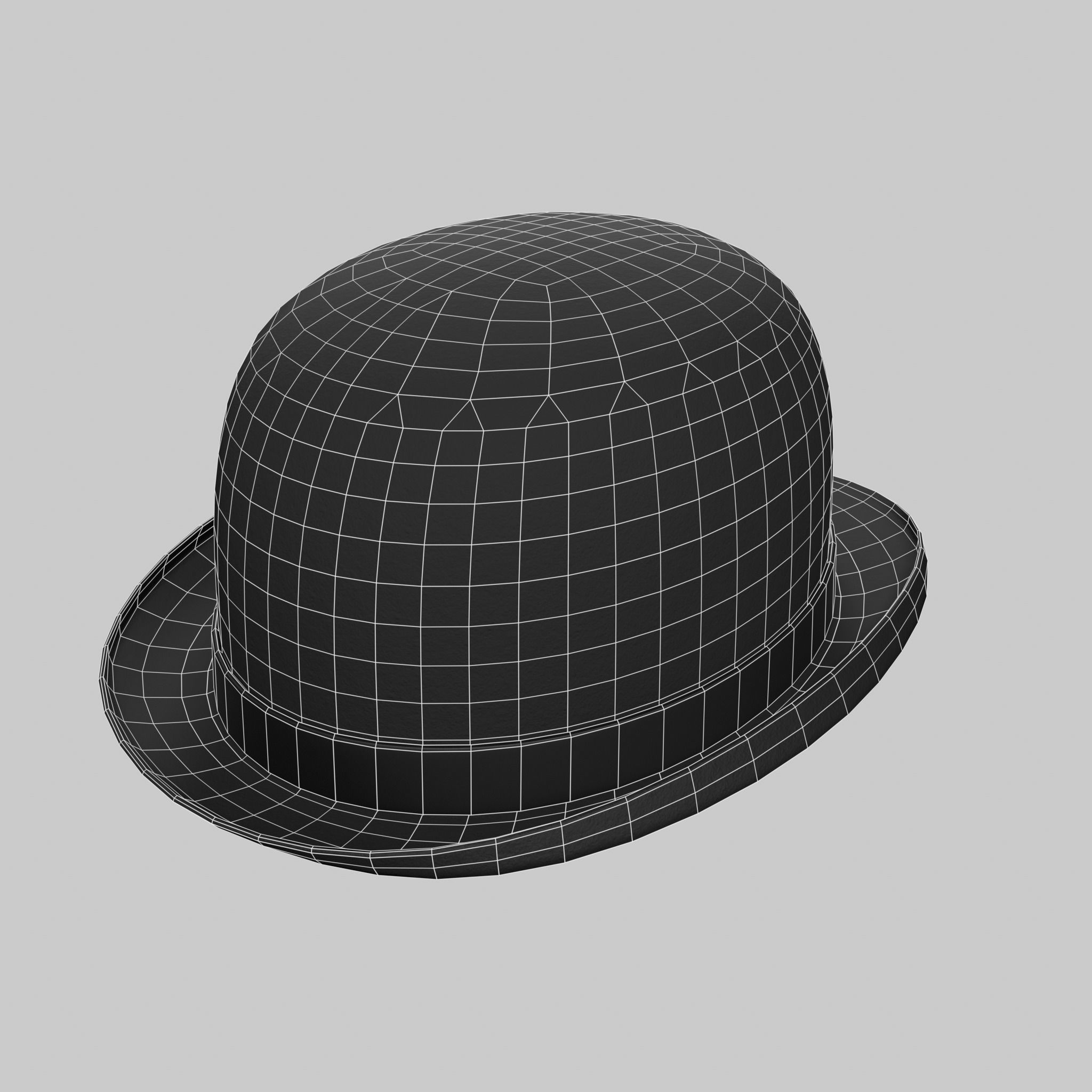 English Bowler Hat Classic Black Low-poly 3D model_7