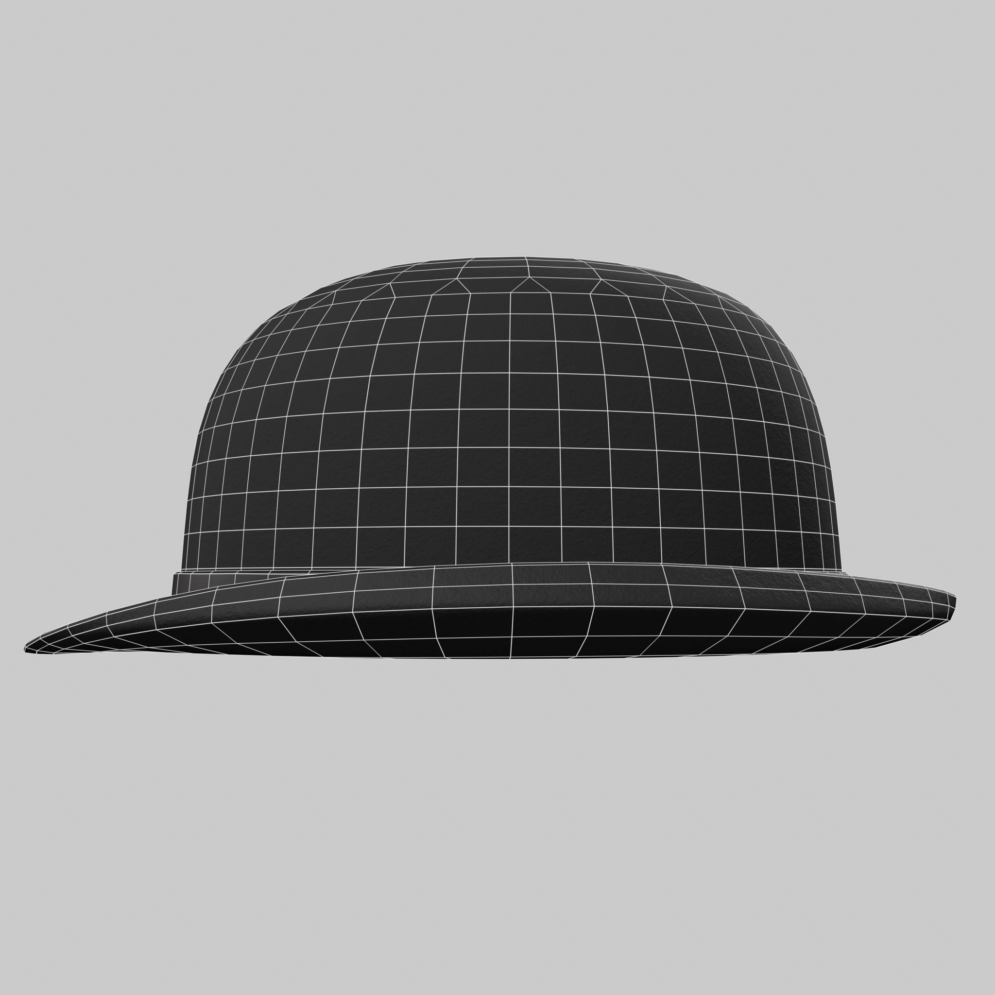 English Bowler Hat Classic Black Low-poly 3D model_9