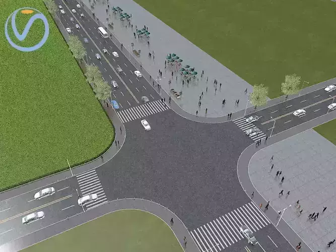 3D model of city street road parts