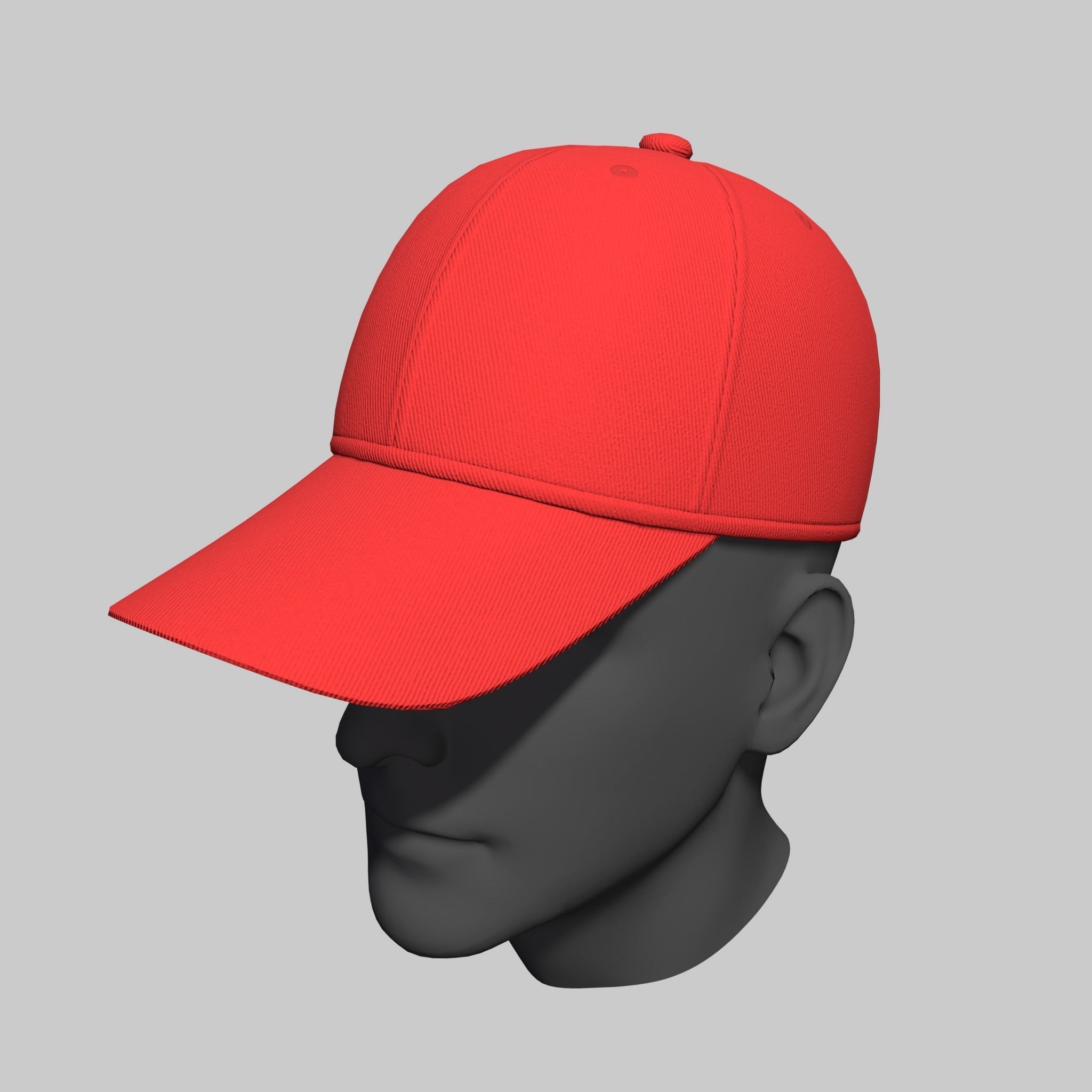 Baseball Cap Black Gray Blue Red White Hat Low-poly 3D model_4