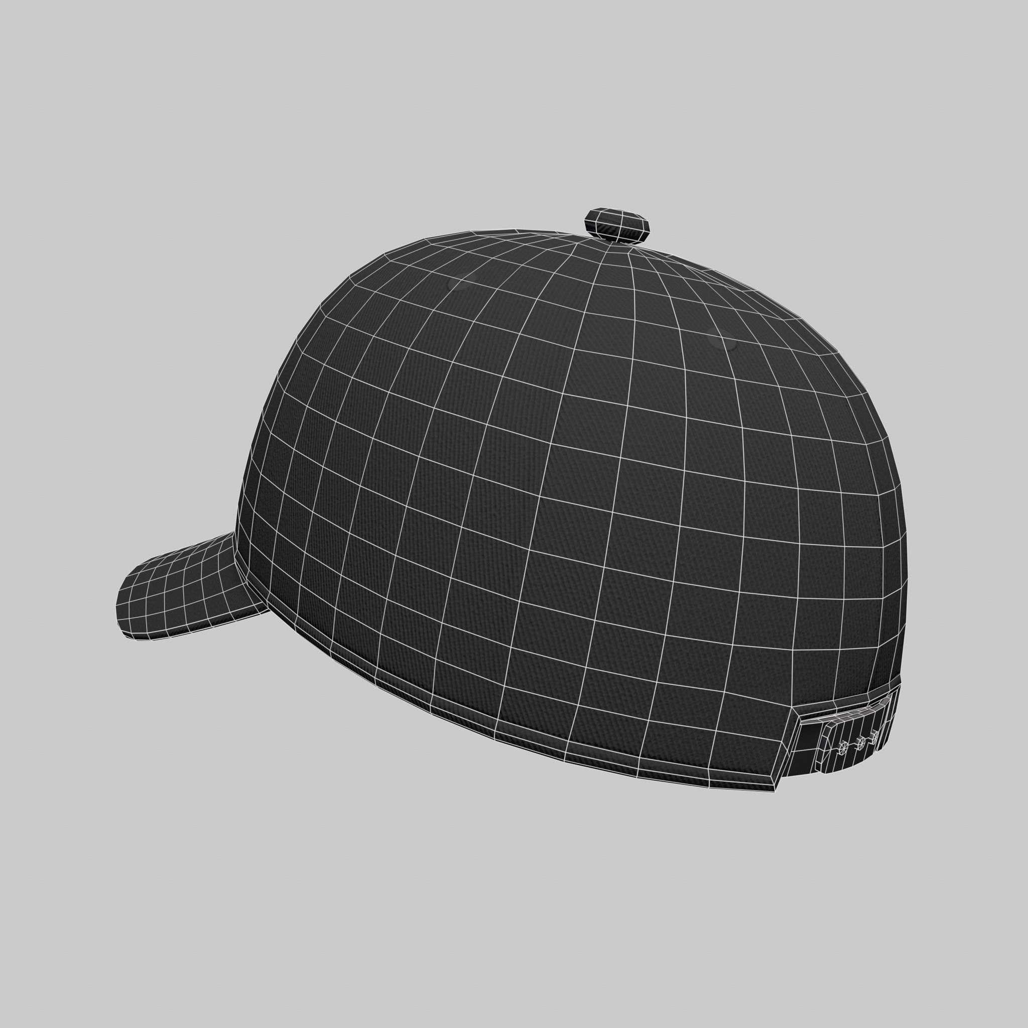 Baseball Cap Black Gray Blue Red White Hat Low-poly 3D model_11