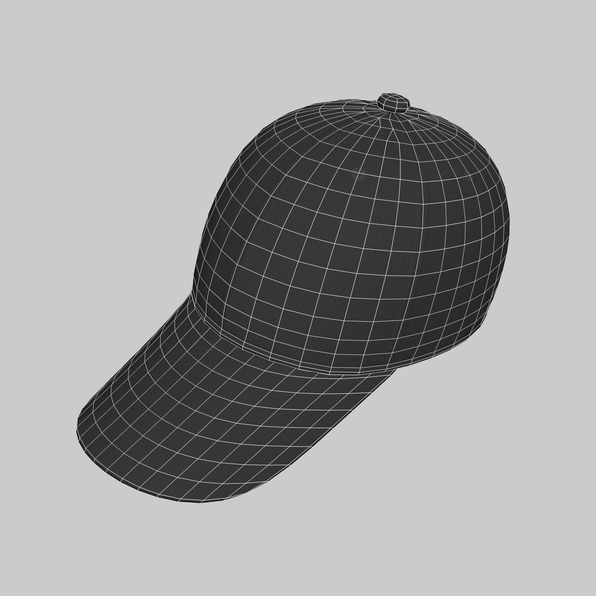 Baseball Cap Black Gray Blue Red White Hat Low-poly 3D model_13
