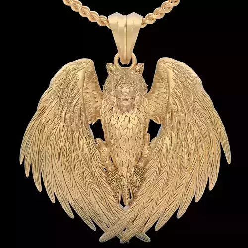 Tiger wings pendant silver gold printable jewelry 3D model