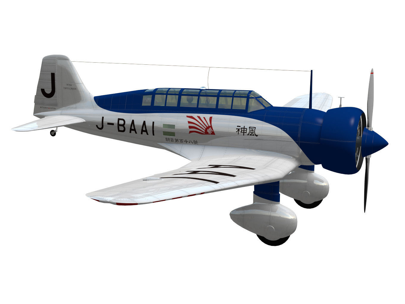 Mitsubishi Ki15 Babs 3D model_7