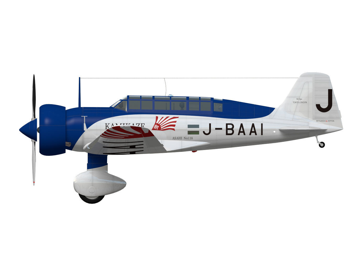 Mitsubishi Ki15 Babs 3D model_8