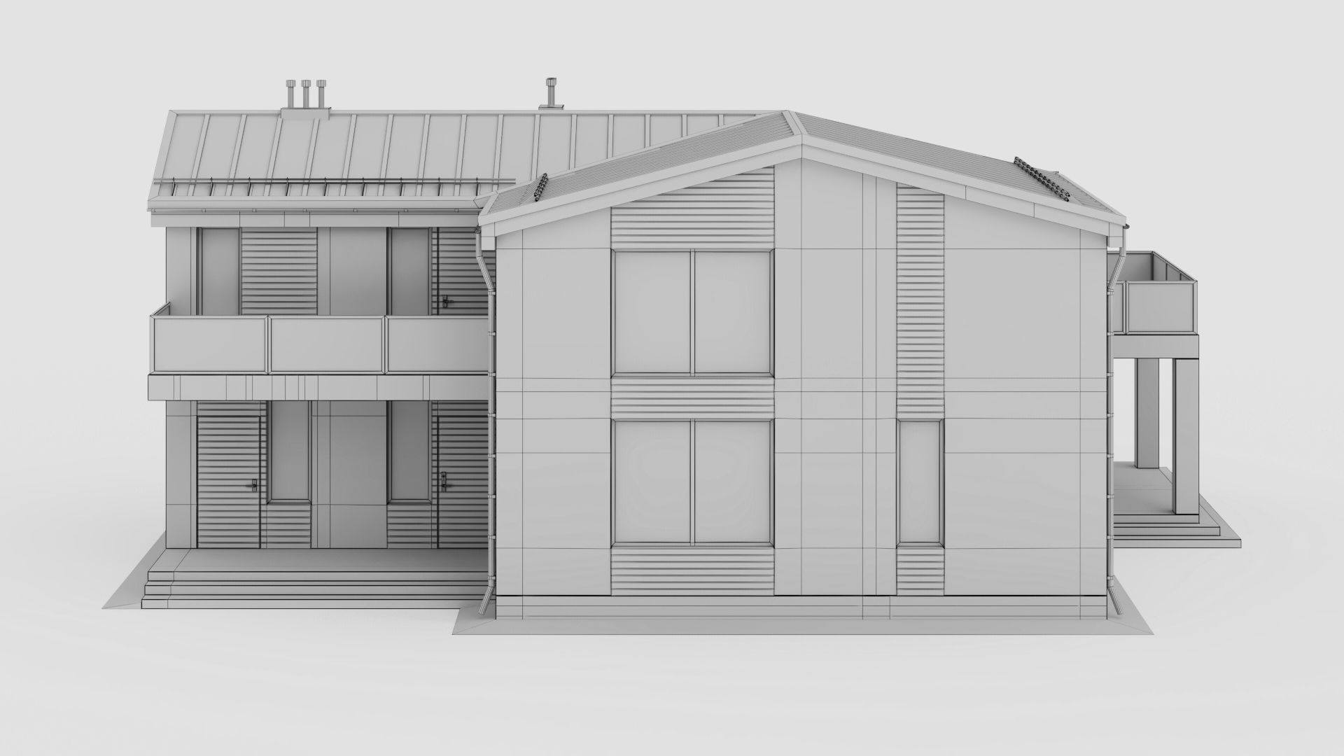 Modern cottage with winter garden 3D model_24