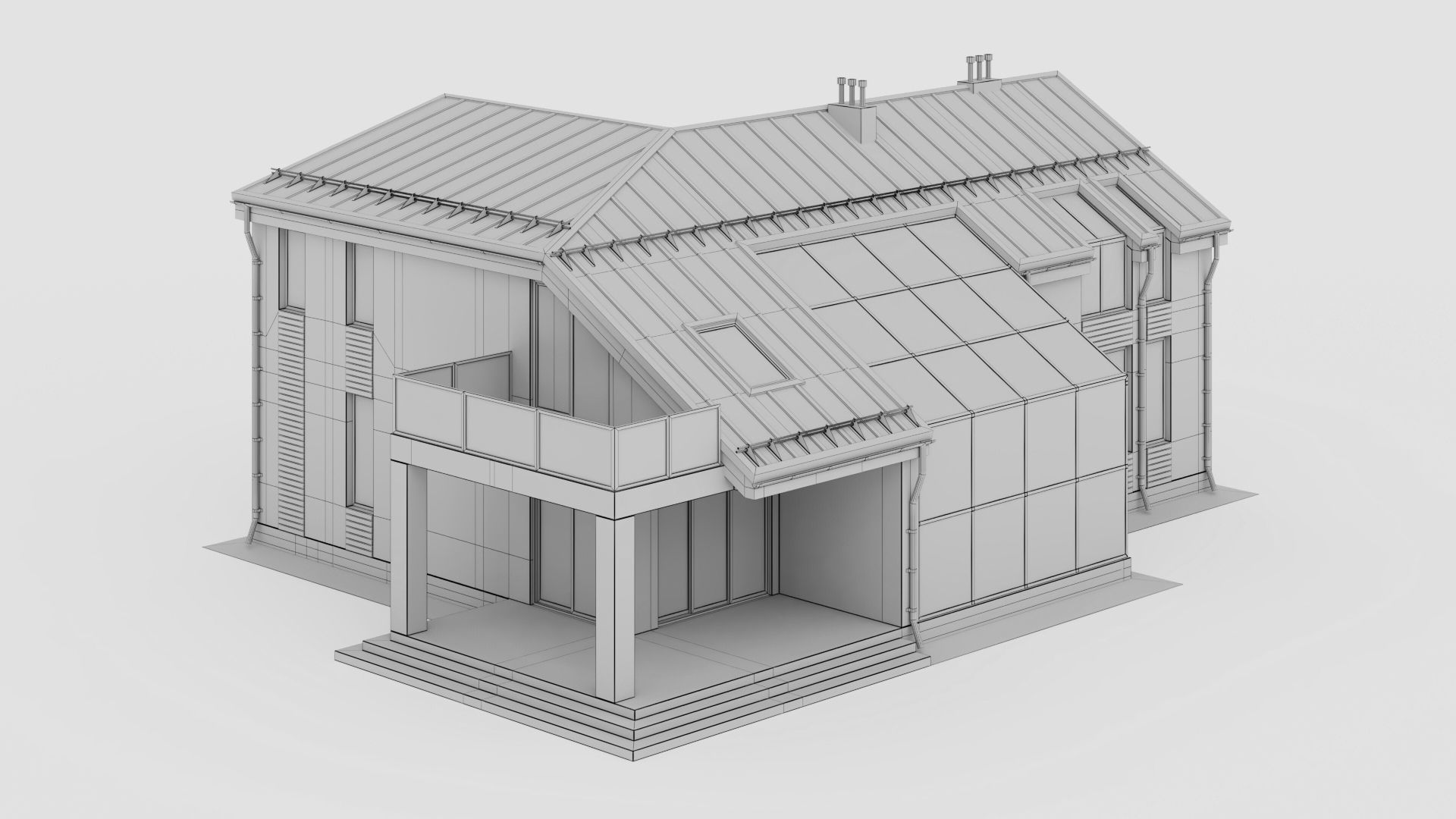 Modern cottage with winter garden 3D model_37