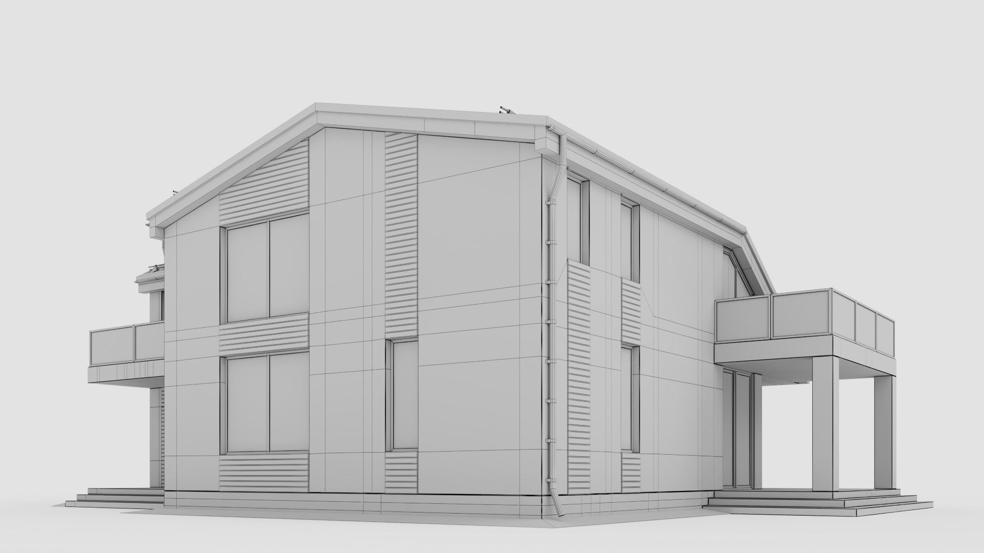 Modern cottage with winter garden 3D model_26