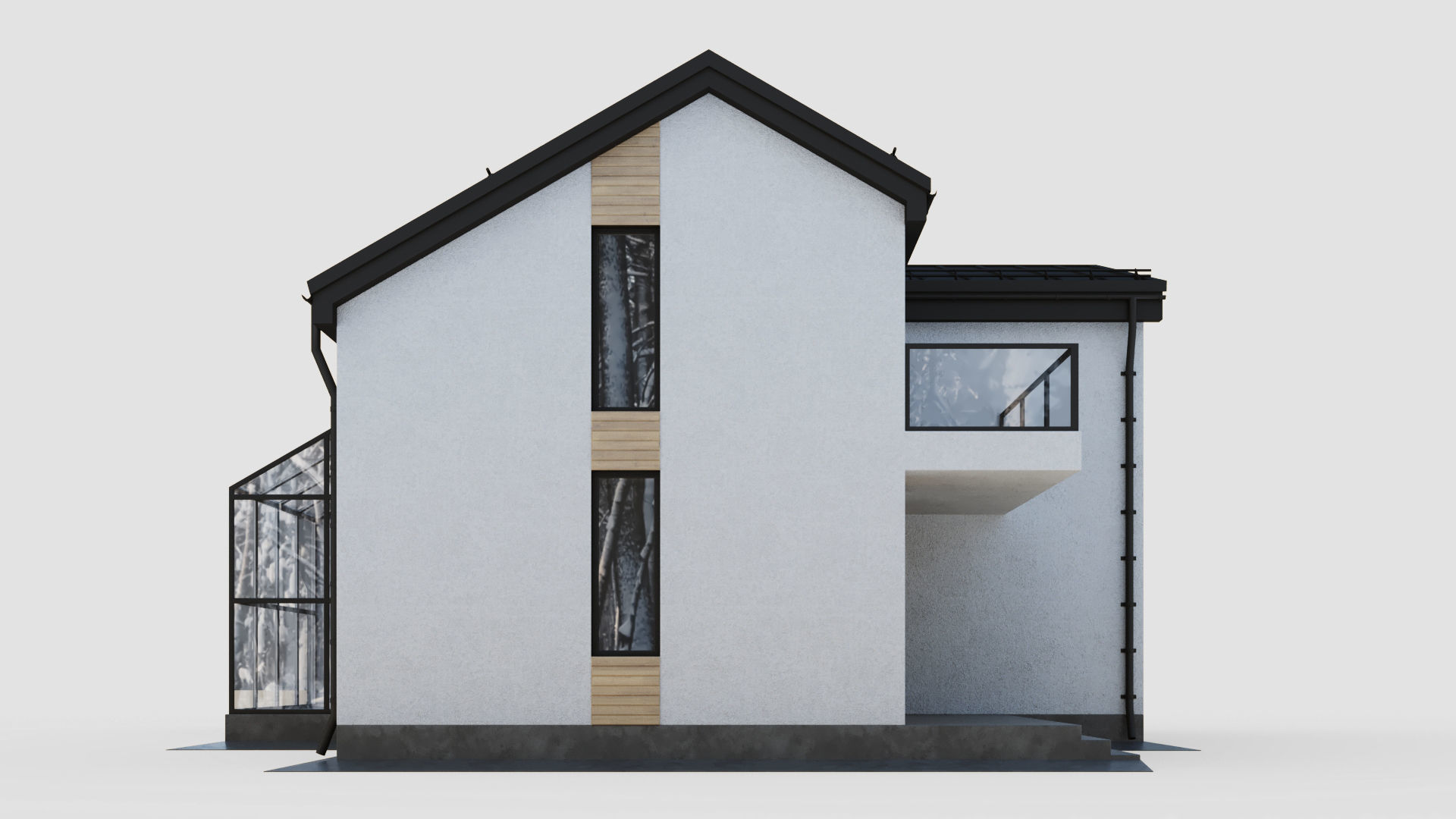 Modern cottage with winter garden 3D model_11