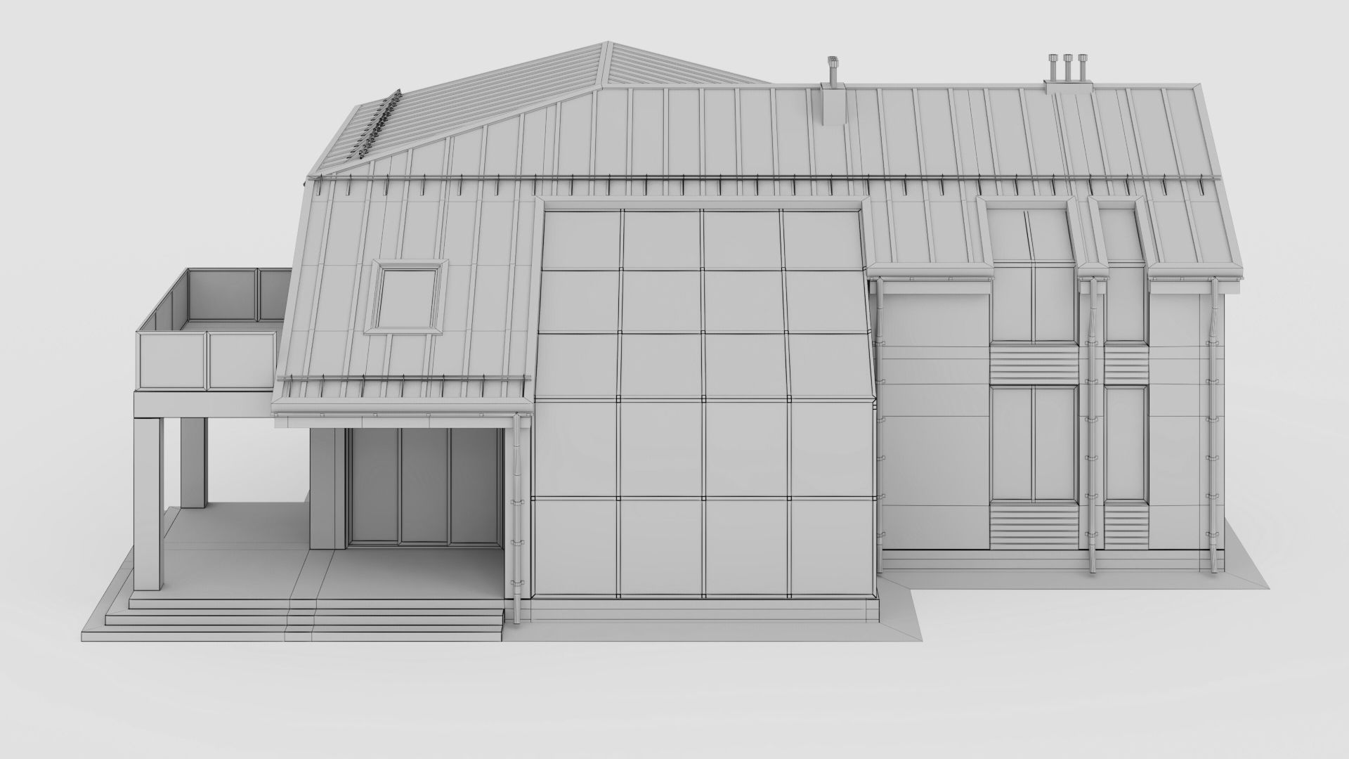 Modern cottage with winter garden 3D model_31