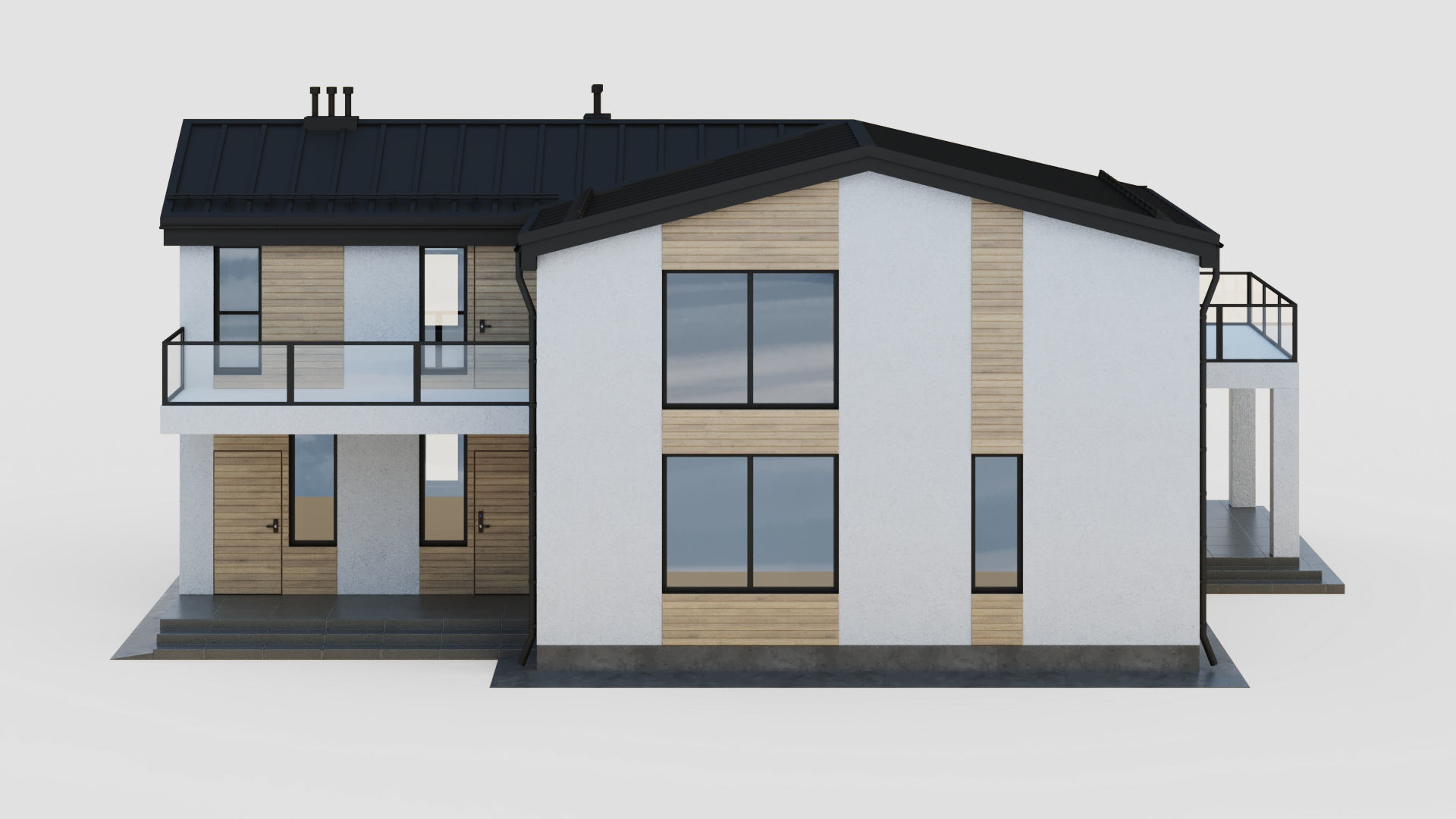 Modern cottage with winter garden 3D model_13