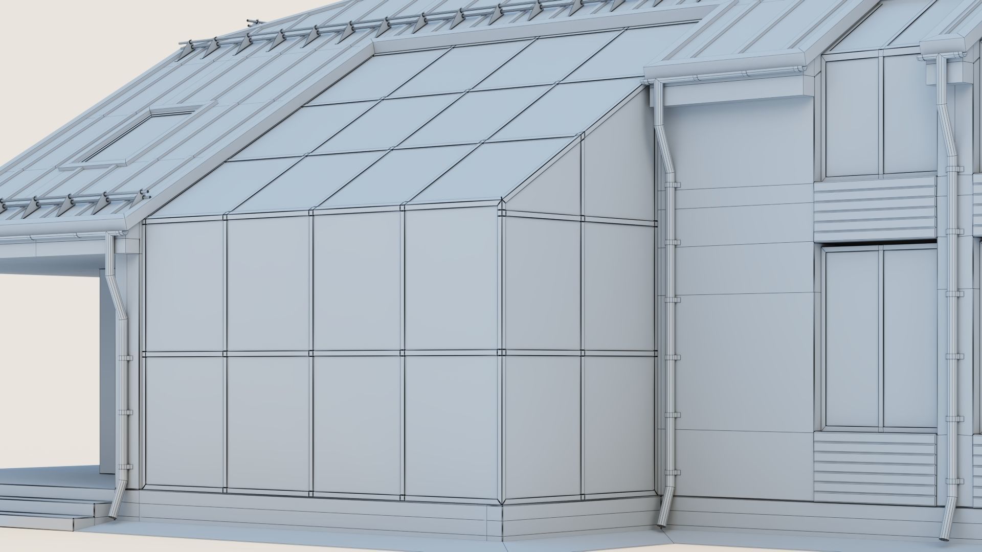 Modern cottage with winter garden 3D model_38