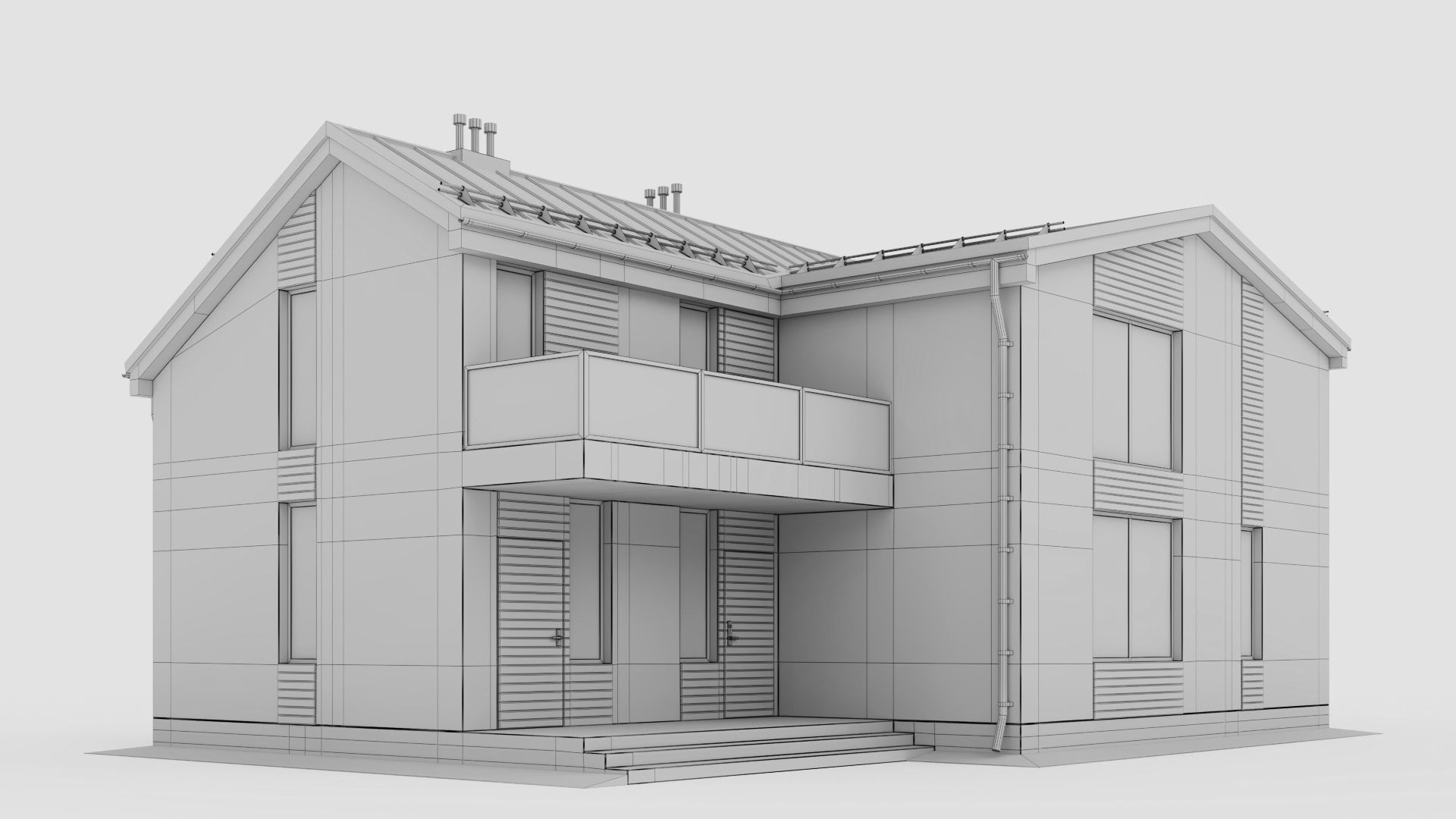 Modern cottage with winter garden 3D model_33