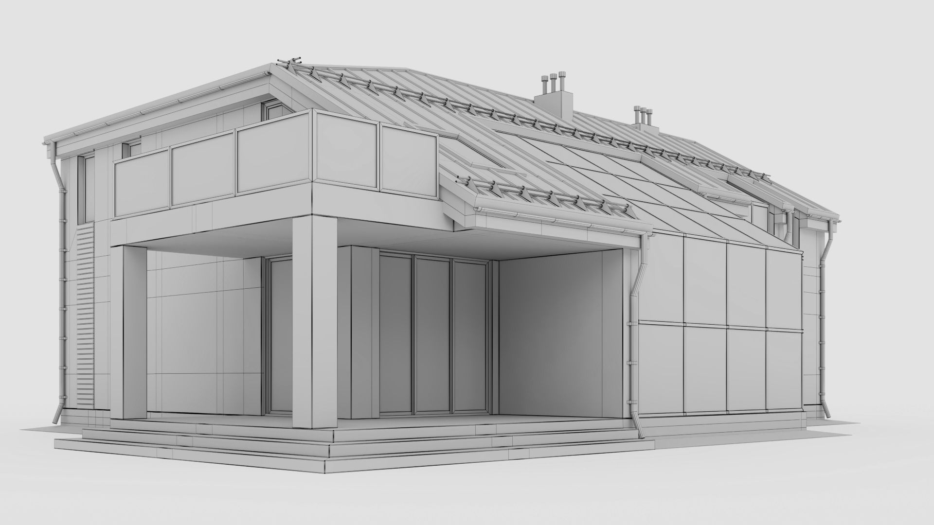 Modern cottage with winter garden 3D model_34