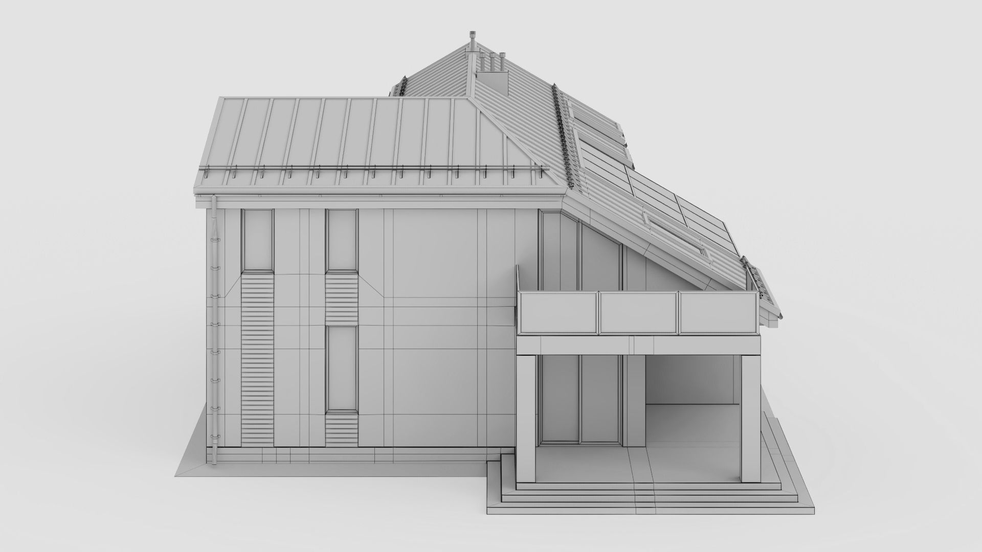 Modern cottage with winter garden 3D model_42