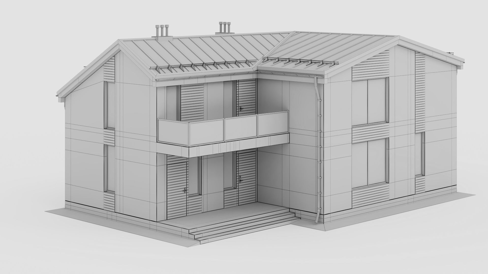 Modern cottage with winter garden 3D model_35