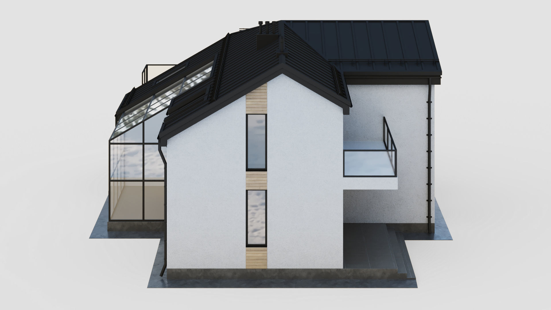 Modern cottage with winter garden 3D model_17