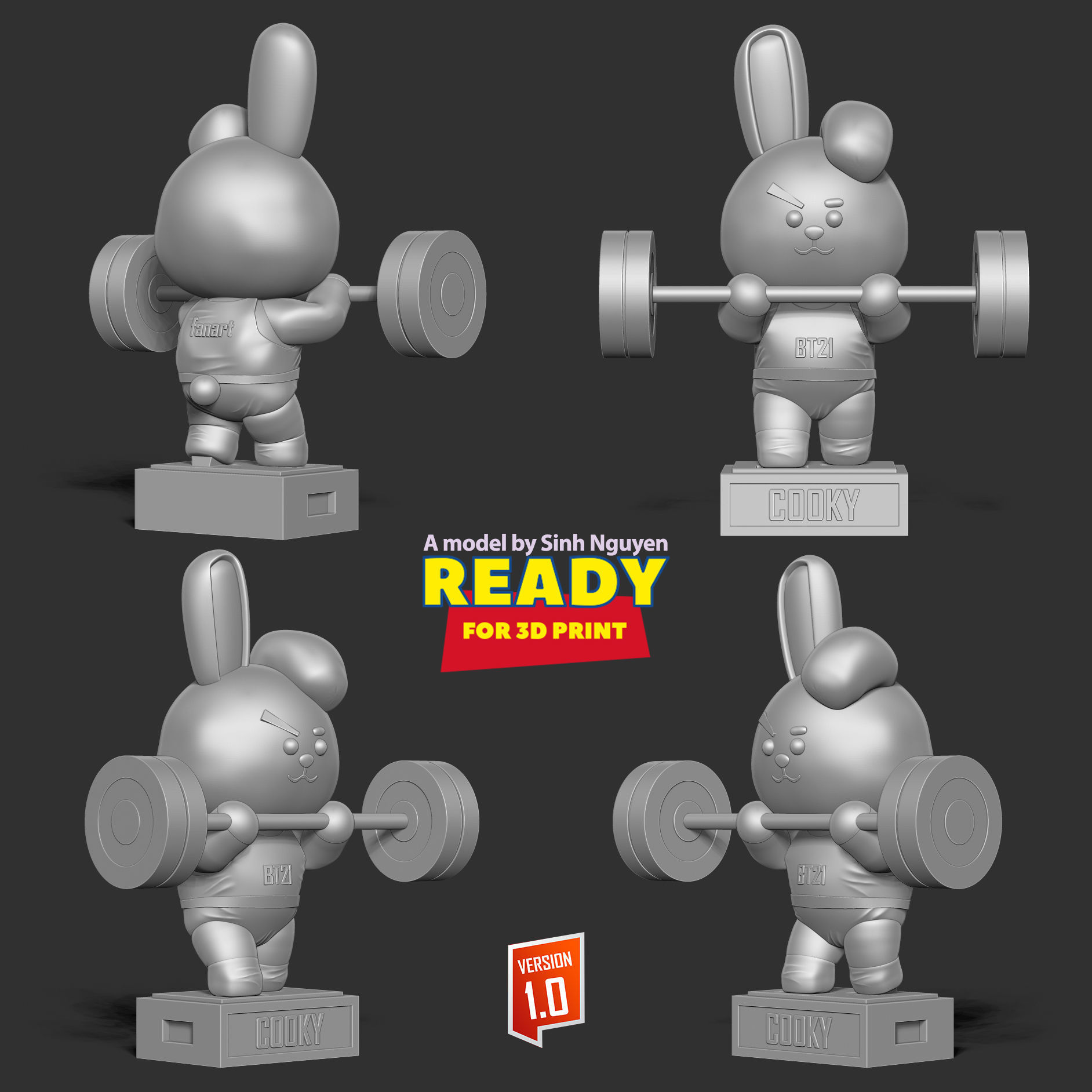 Cooky - BT21 Fanart Free 3D print model_4