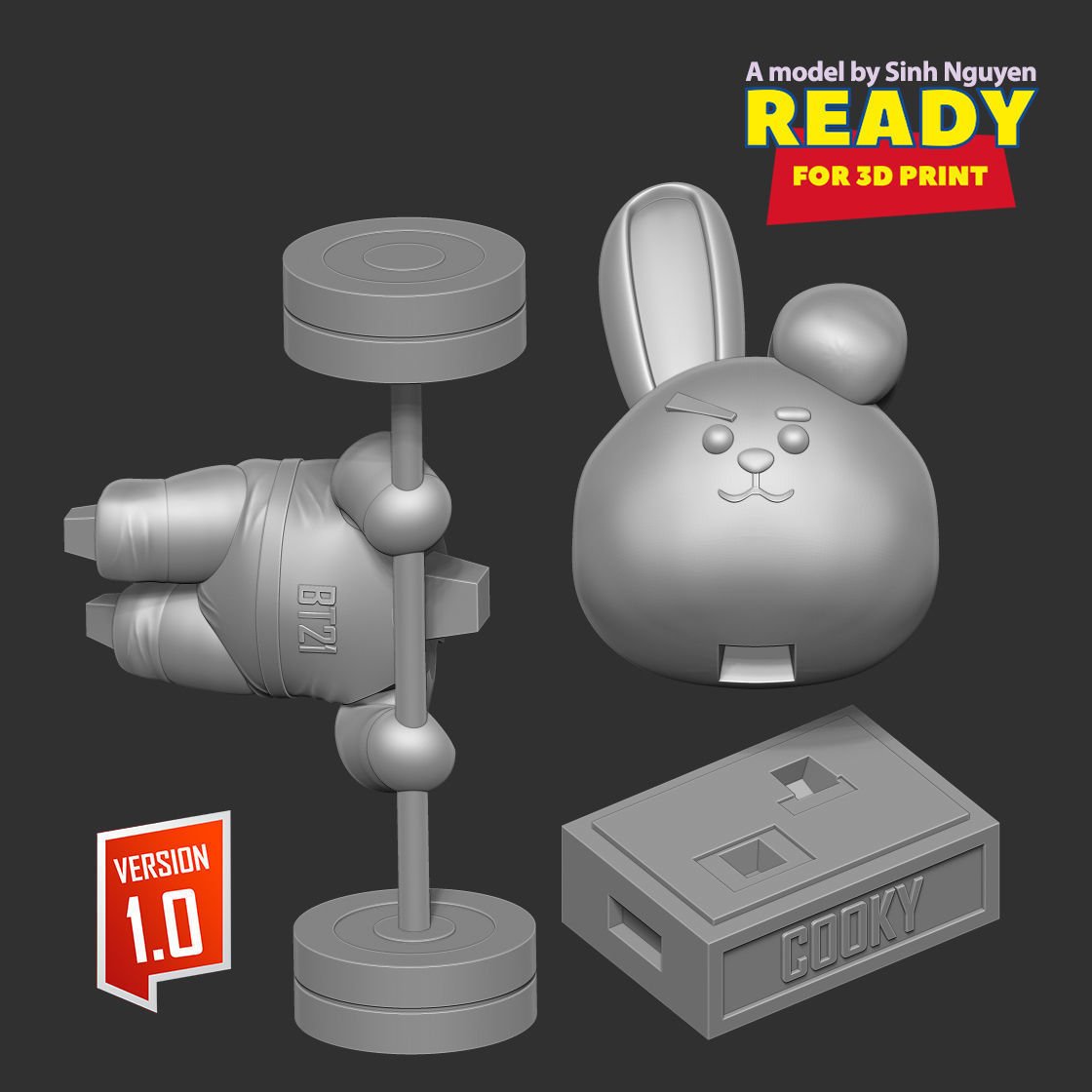 Cooky - BT21 Fanart Free 3D print model_2
