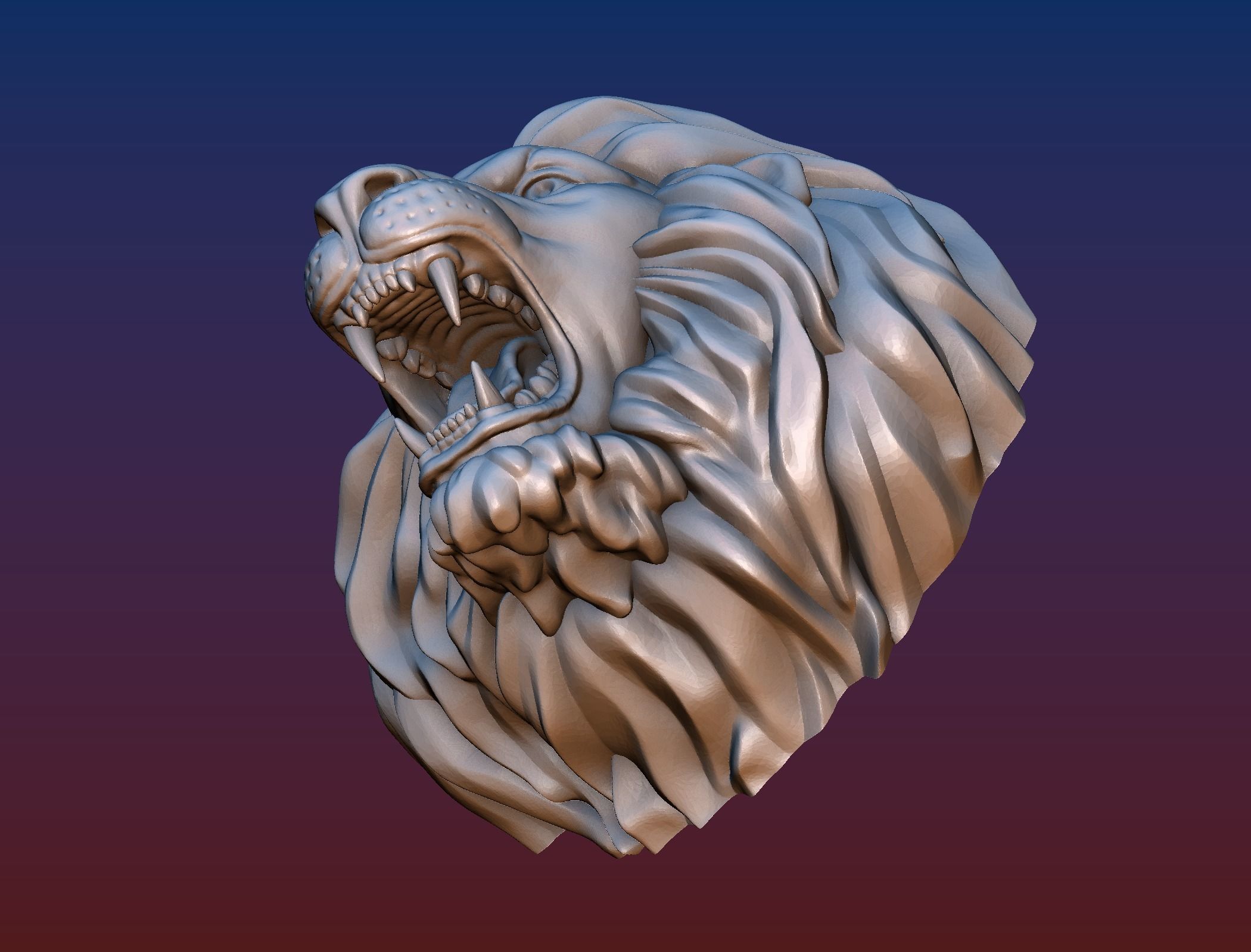 Lion Head Short Mane 3D print model_9