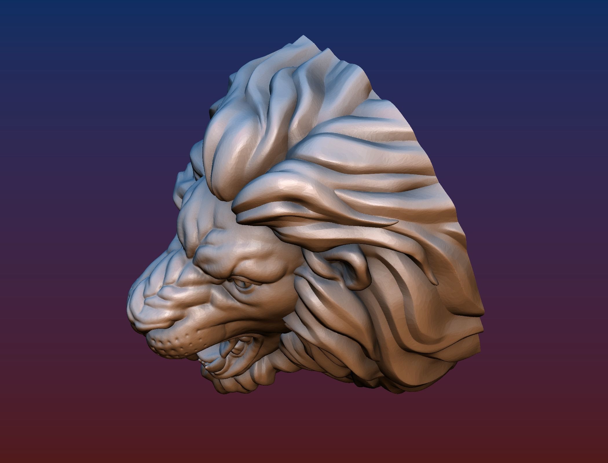 Lion Head Short Mane 3D print model_8