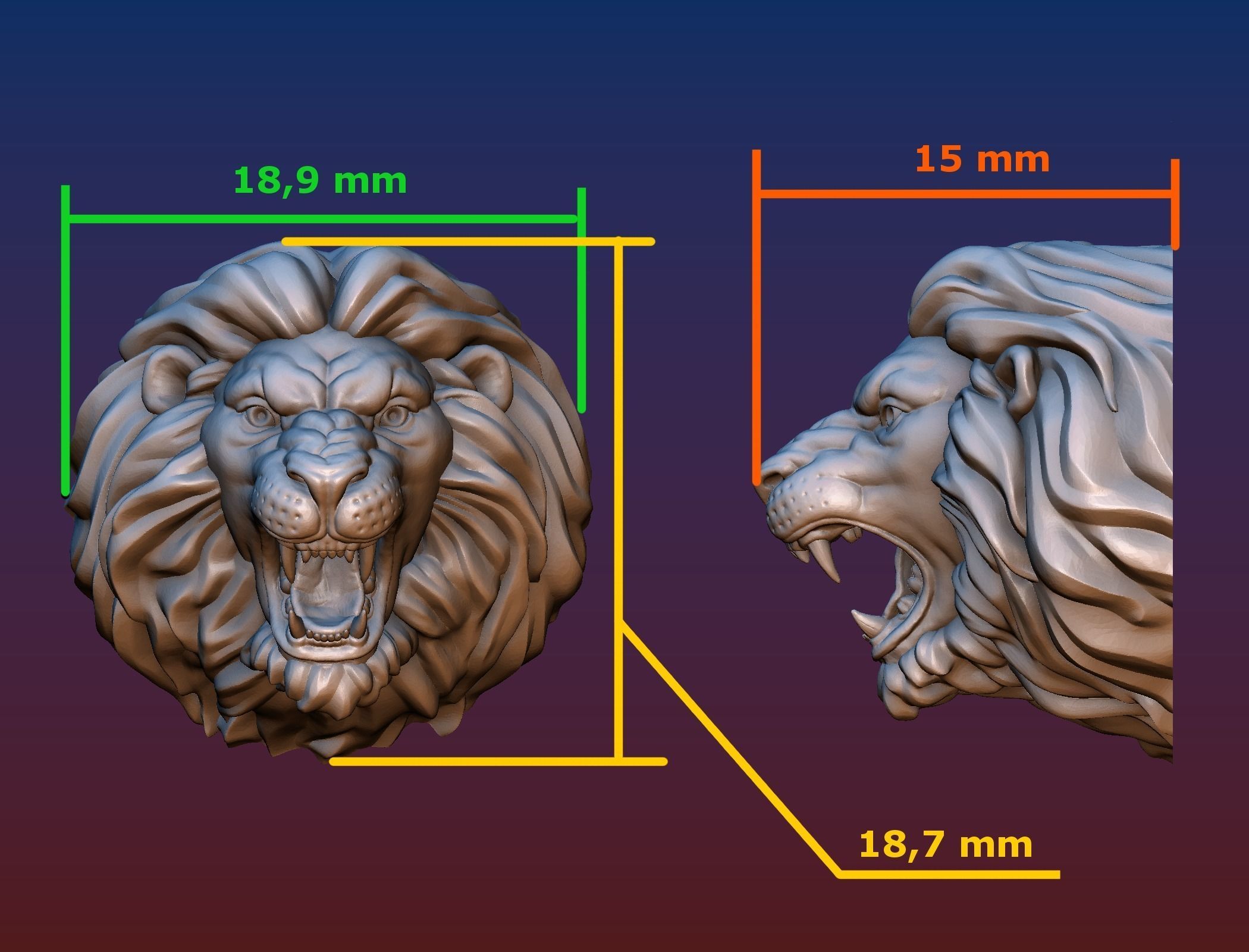 Lion Head Short Mane 3D print model_11