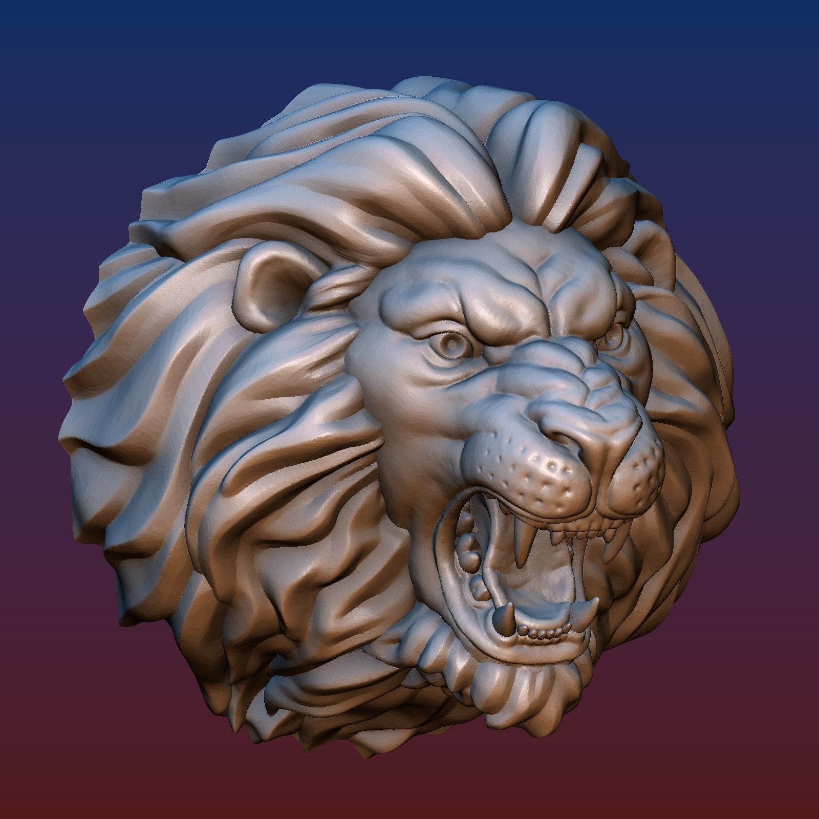 Lion Head Short Mane 3D print model_1