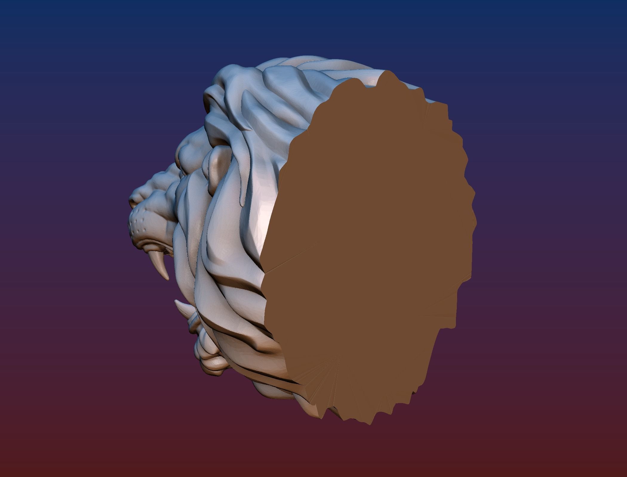 Lion Head Short Mane 3D print model_10