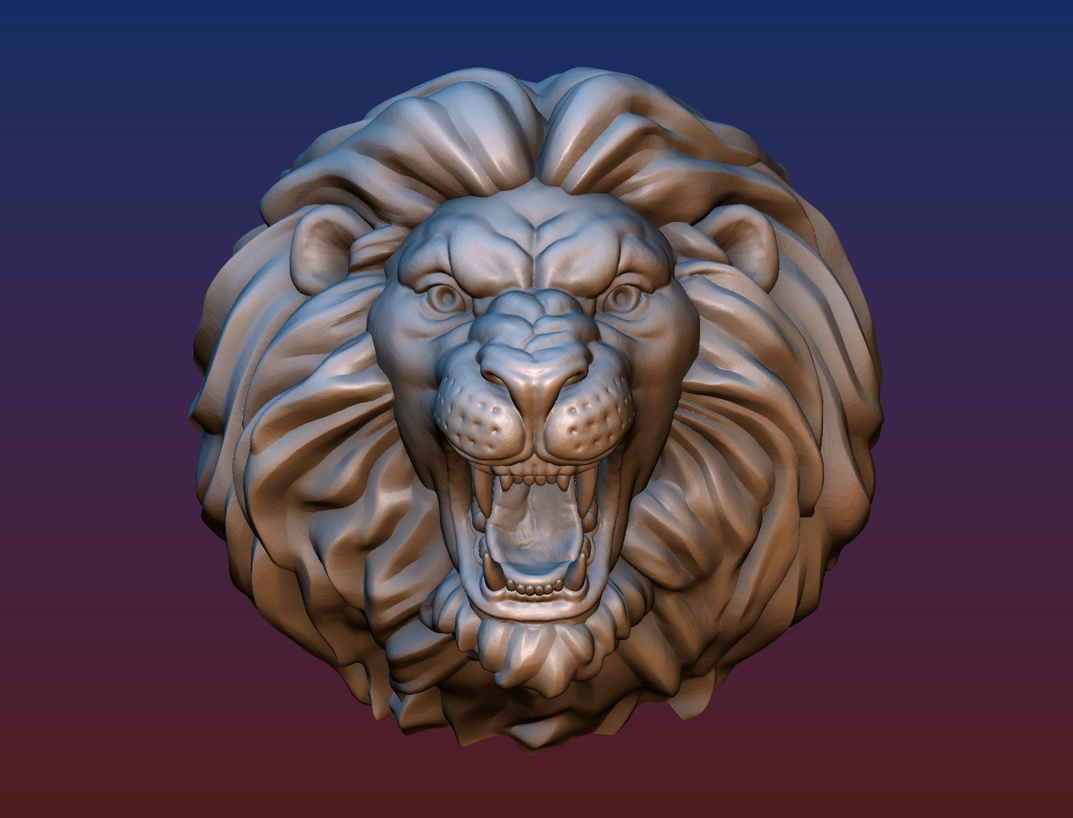 Lion Head Short Mane 3D print model_2