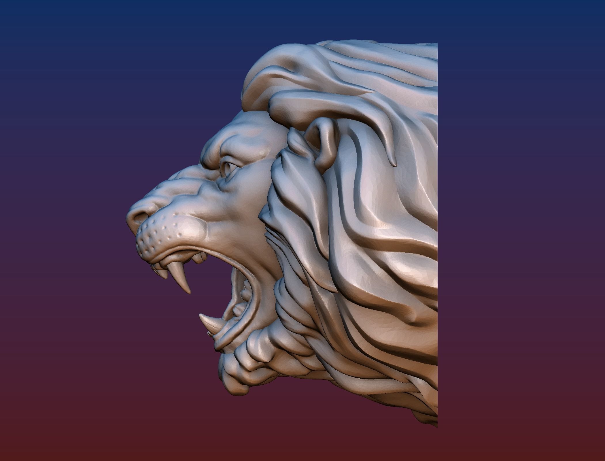 Lion Head Short Mane 3D print model_3