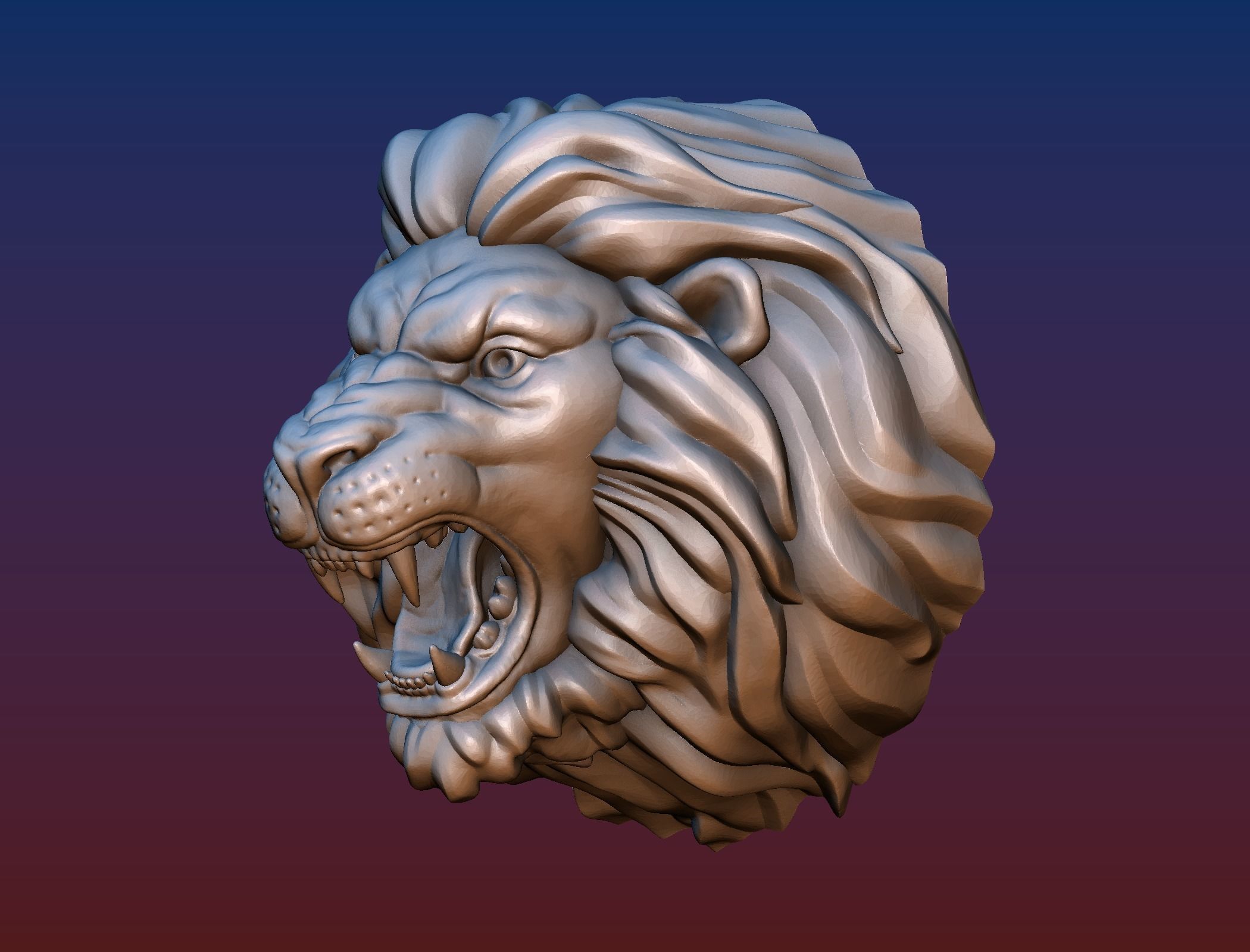 Lion Head Short Mane 3D print model_7