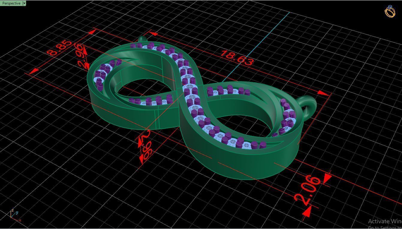 Pendant P13 The luxury female pendant with gem 3D print model_7