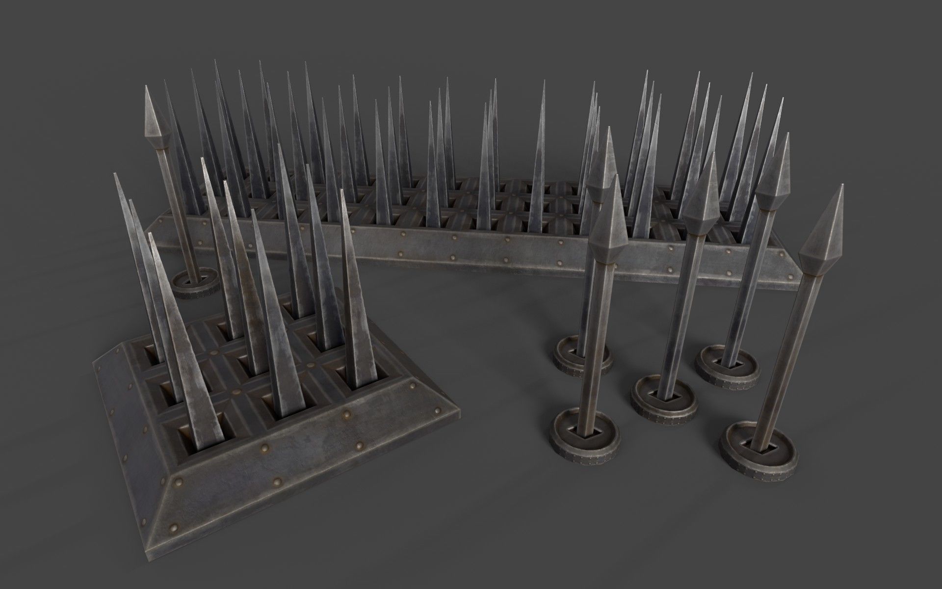 Low-Poly Spikes Traps Low-poly 3D model_1