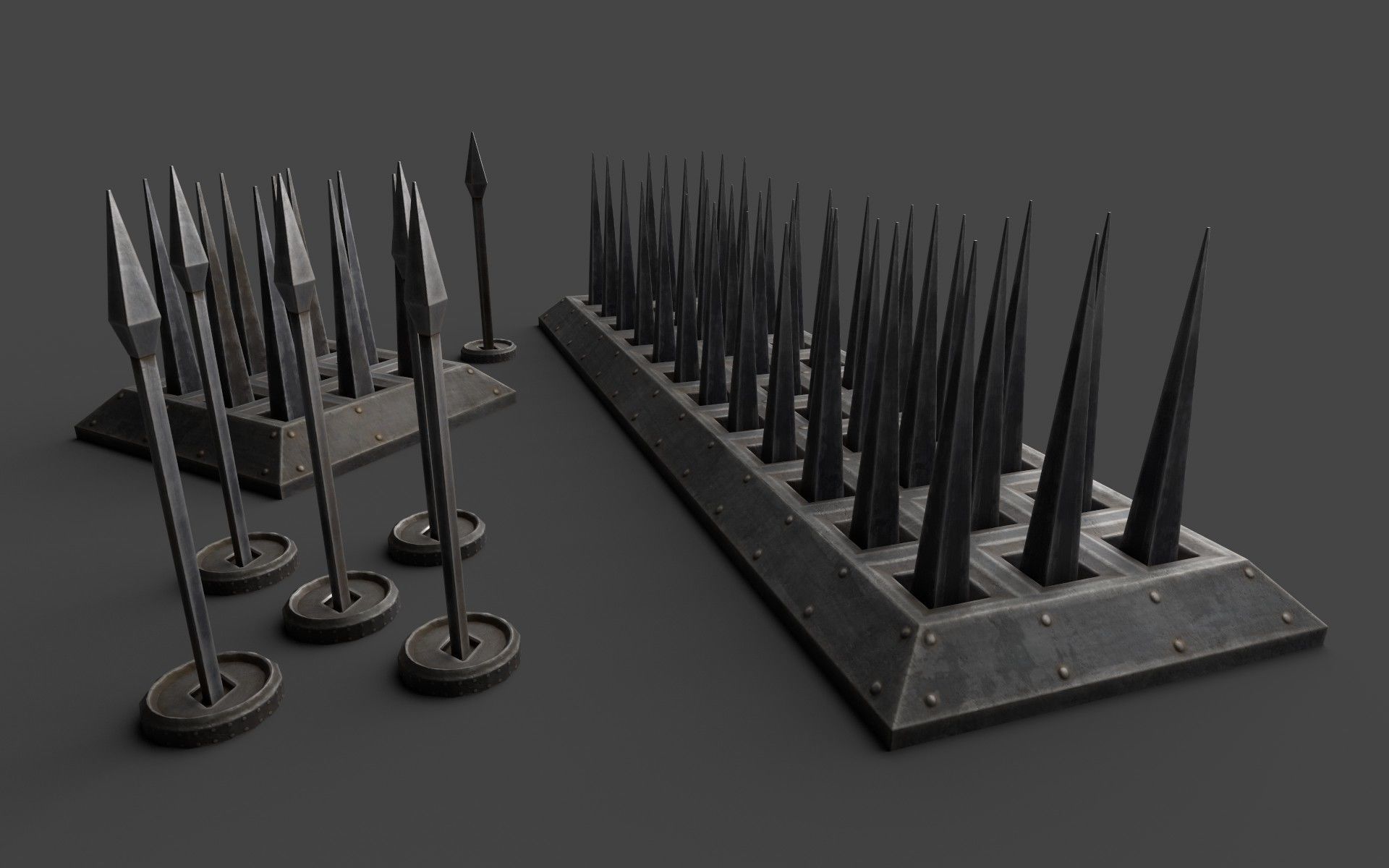 Low-Poly Spikes Traps Low-poly 3D model_2