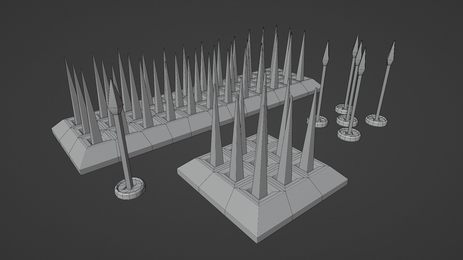 Low-Poly Spikes Traps Low-poly 3D model_4