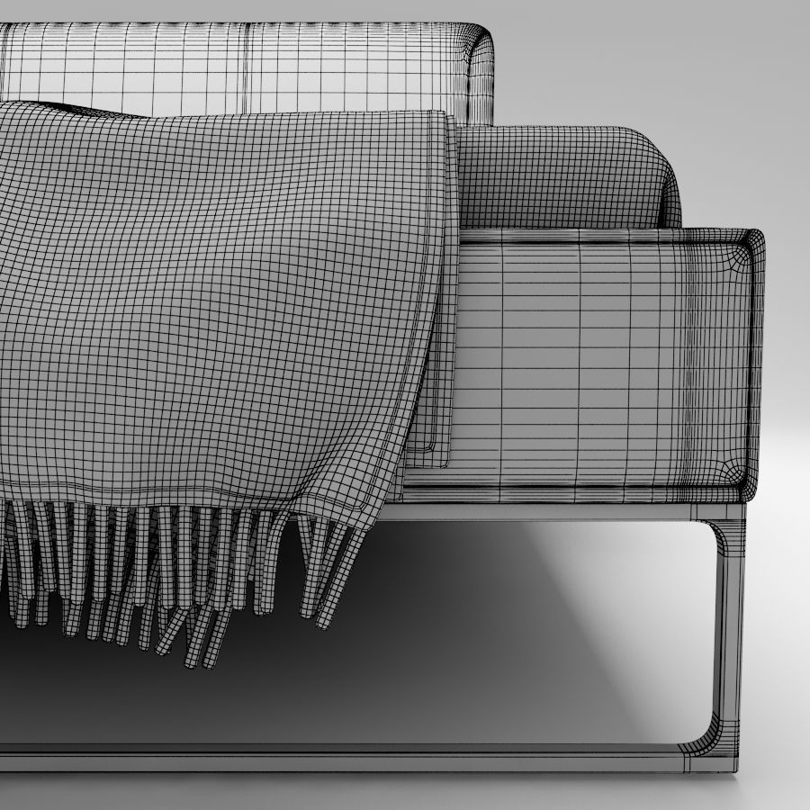  Modern  Bed Low-poly 3D model_2