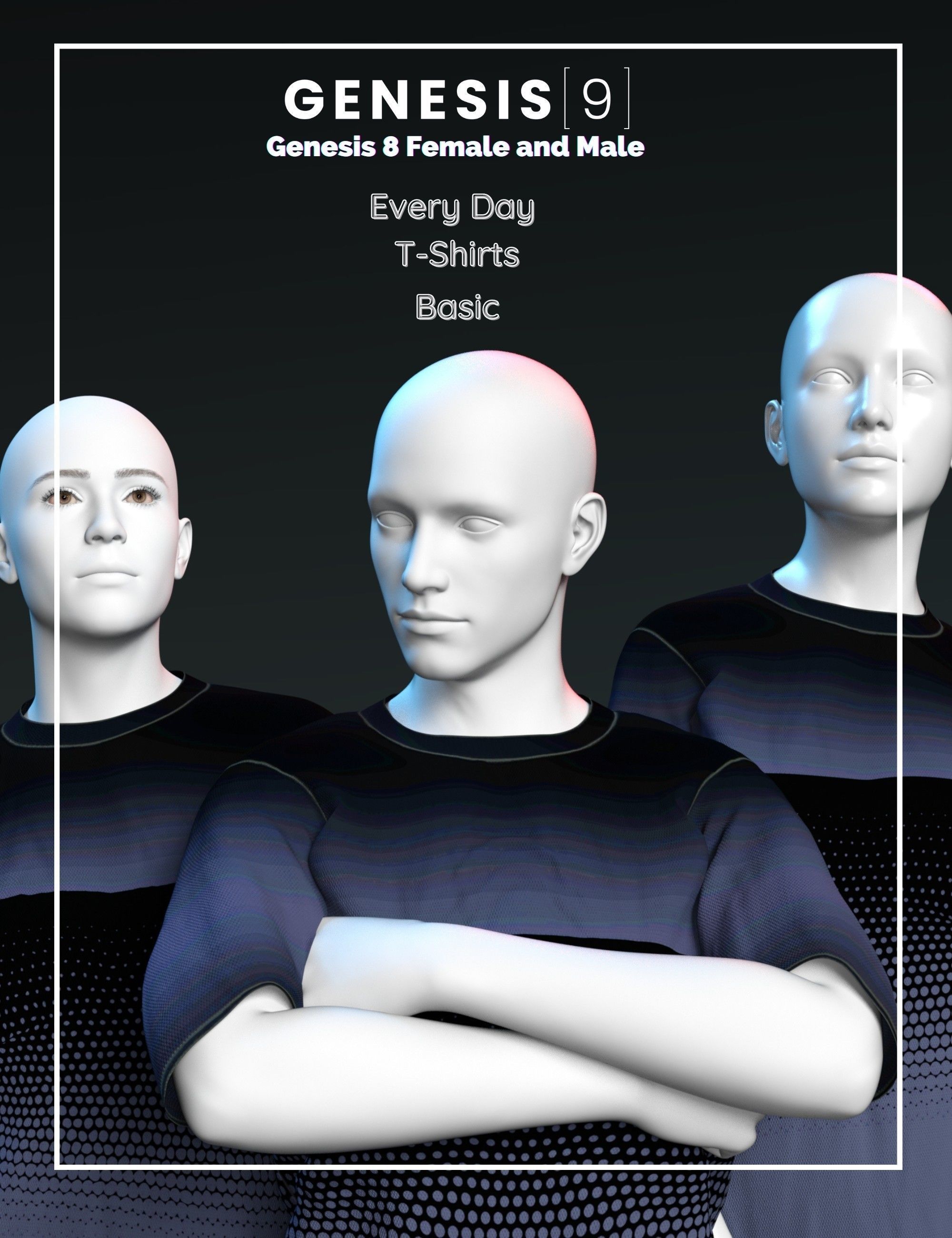 DForce Basic T-Shirt for Genesis 8 and 9 3D model_1