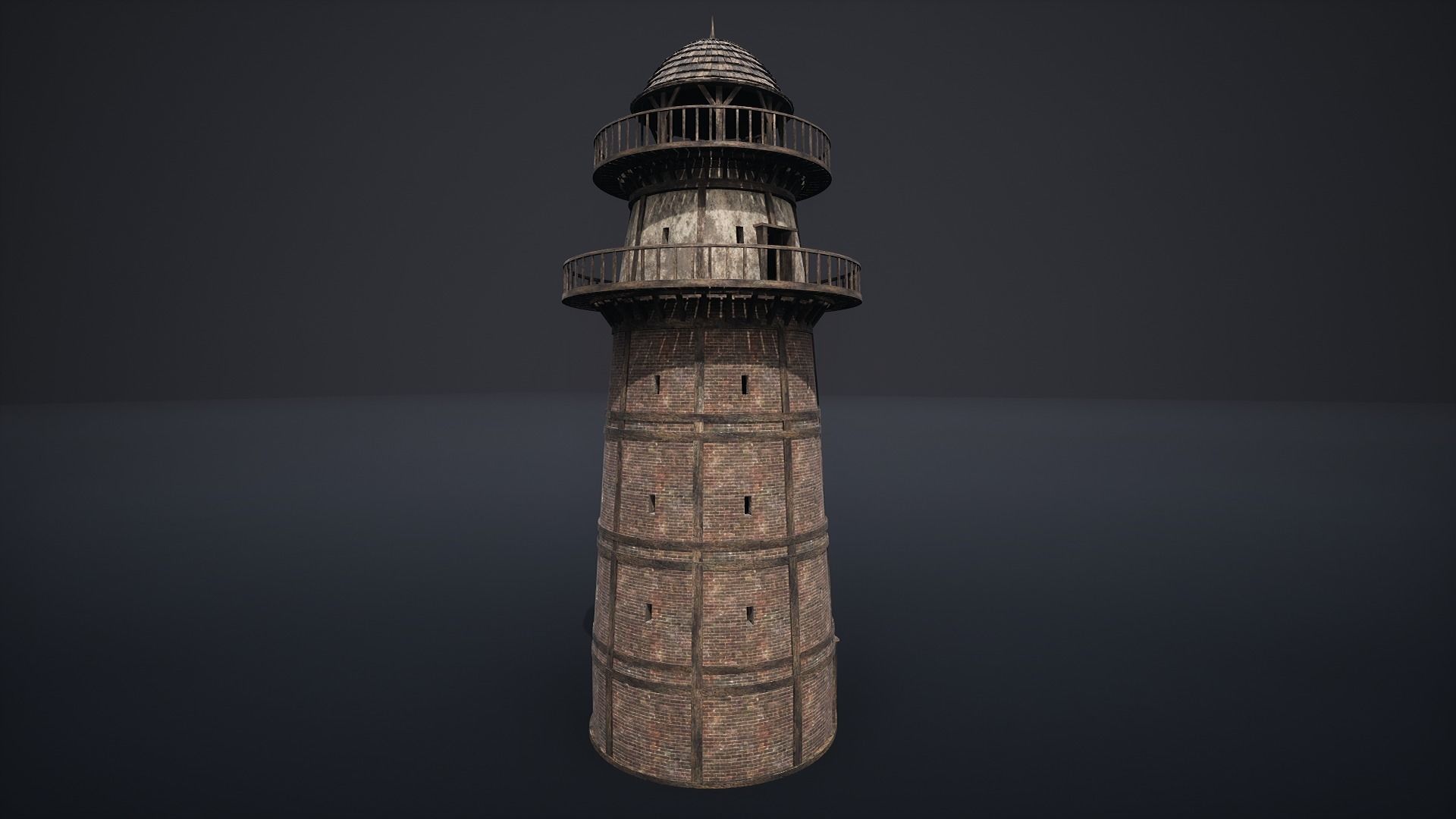 LIGHTHOUSE WATCHTOWER TOWER FORT MEDIEVAL AAA SHORE BEACON Low-poly 3D model_2