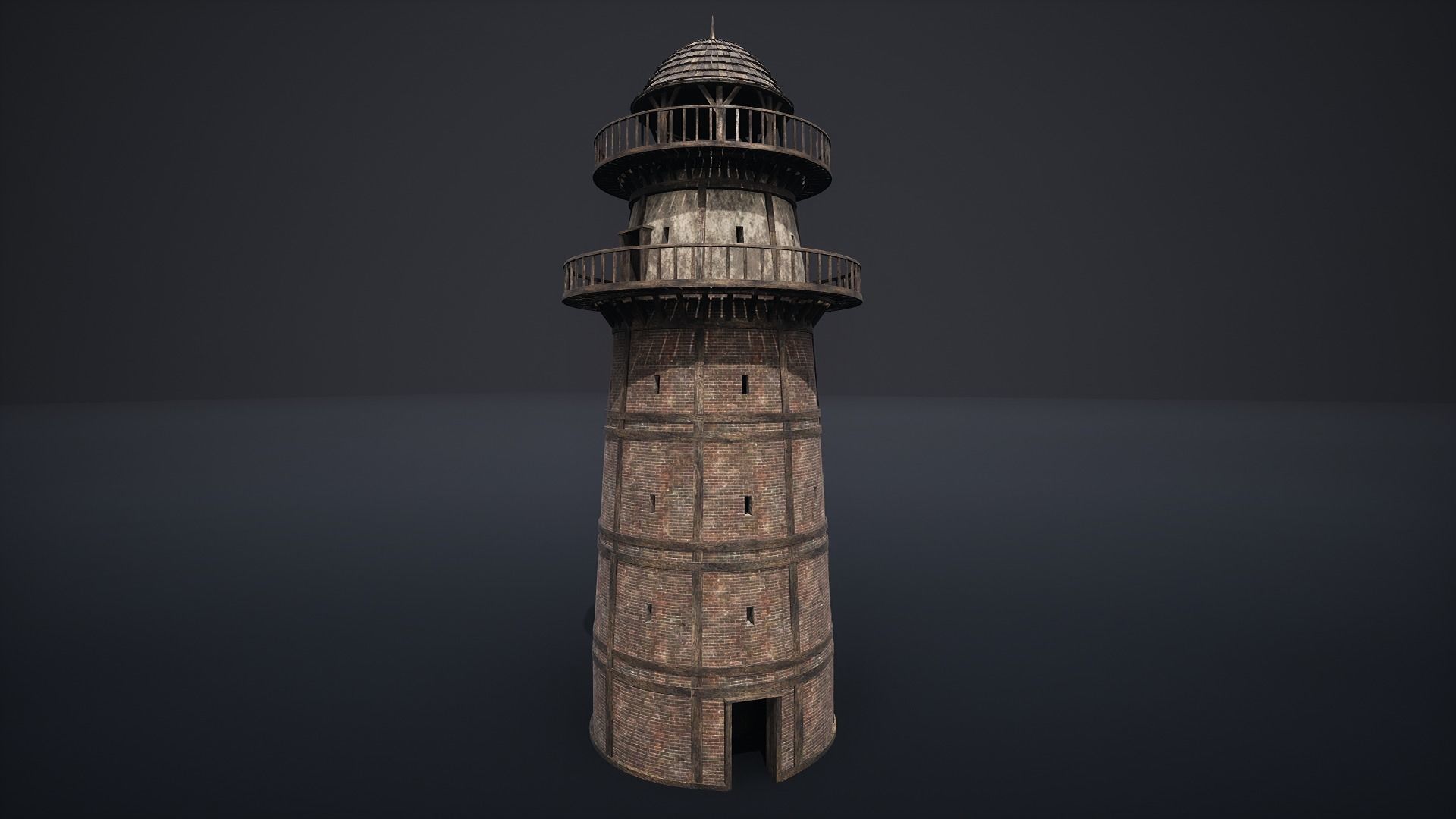 LIGHTHOUSE WATCHTOWER TOWER FORT MEDIEVAL AAA SHORE BEACON Low-poly 3D model_1