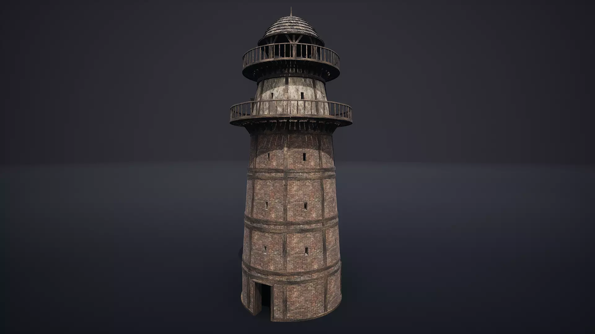 LIGHTHOUSE WATCHTOWER TOWER FORT MEDIEVAL AAA SHORE BEACON Low-poly 3D model_0