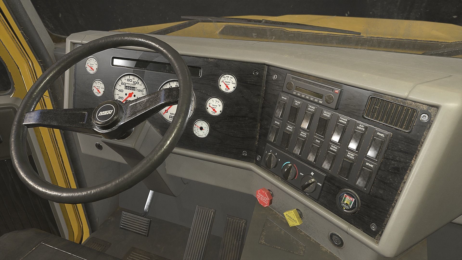 Classic Truck - Yellow Low-poly 3D model_8